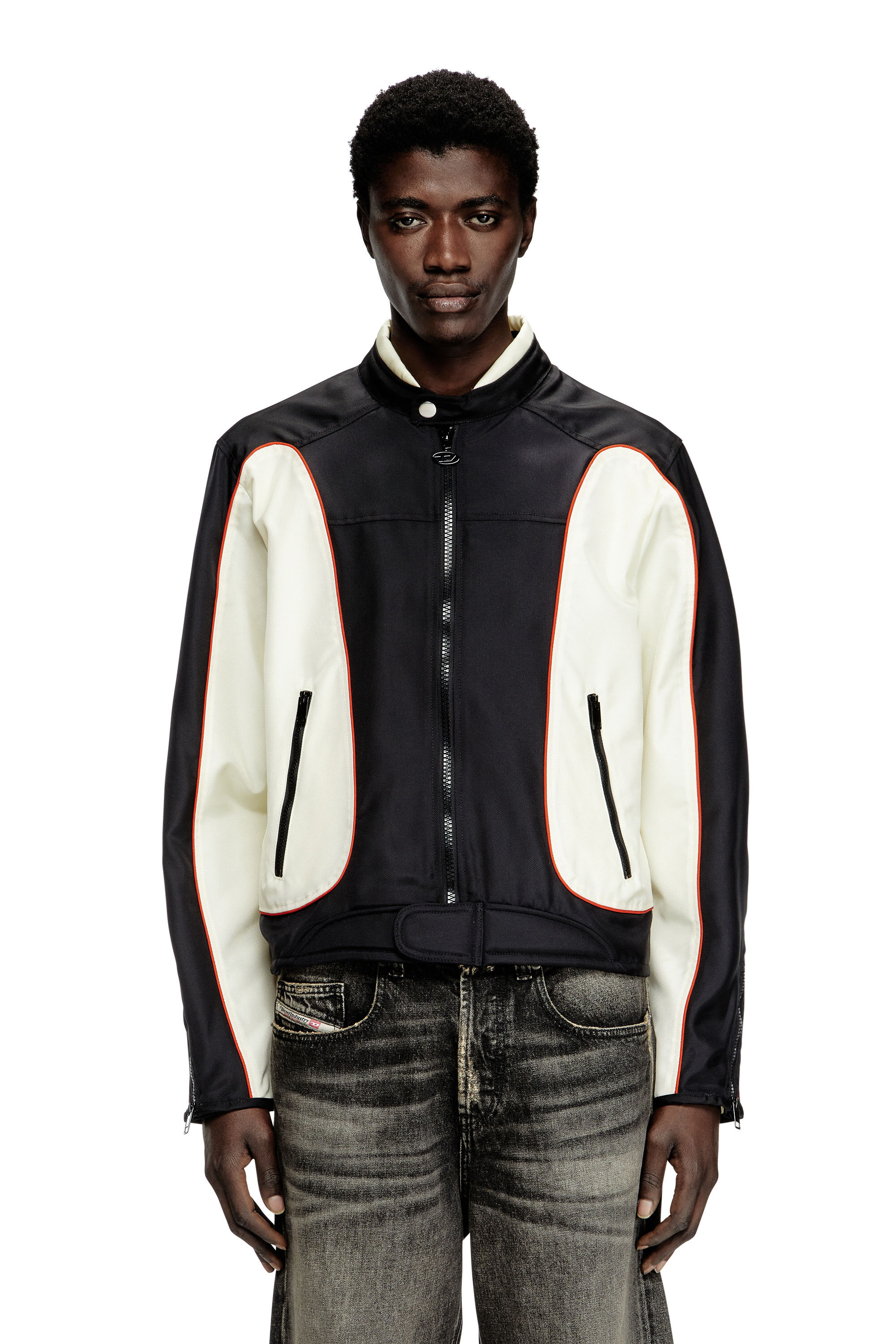 Diesel - J-BLINK-A, Giacca biker color block con piping Uomo in Multicolor - 3