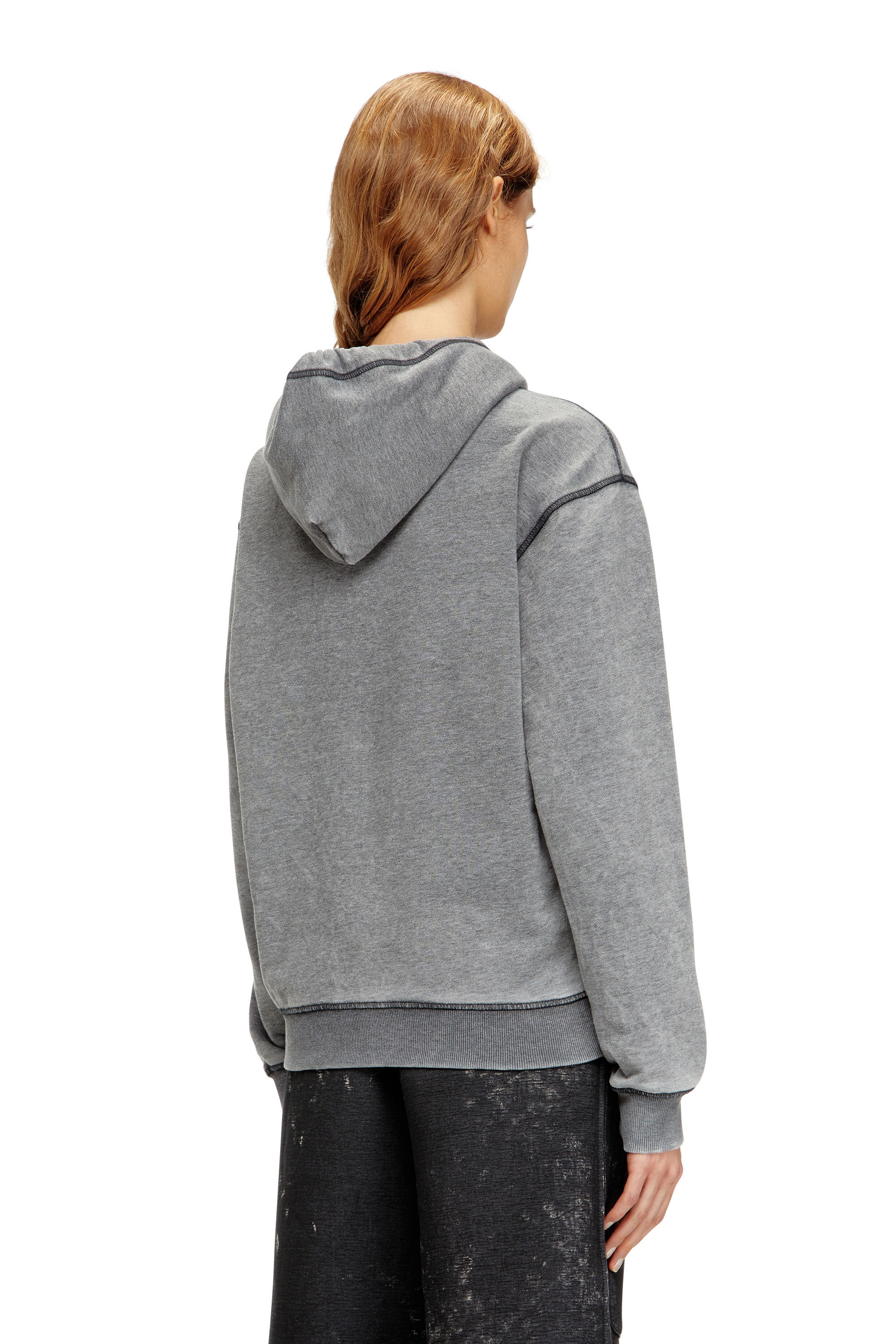 Diesel - F-NORMY-HOOD-S1, Sweat à capuche avec motif graphique numérique et détails en strass Femme in Gris - 4