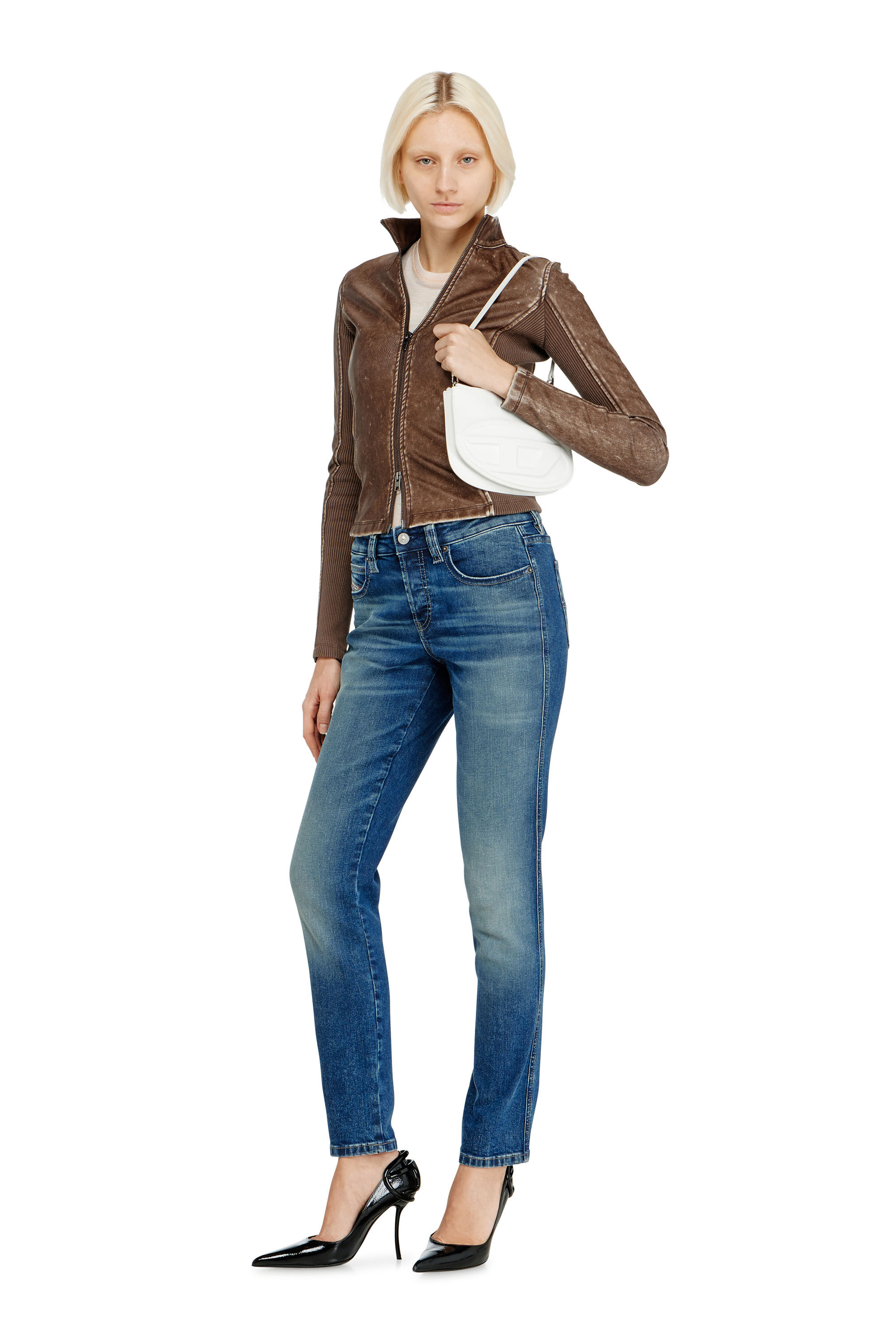 Diesel - 1DR TWIN, 1DR Twin-Borsa a spalla con due tasche in pelle stampata Donna in Bianco - 1