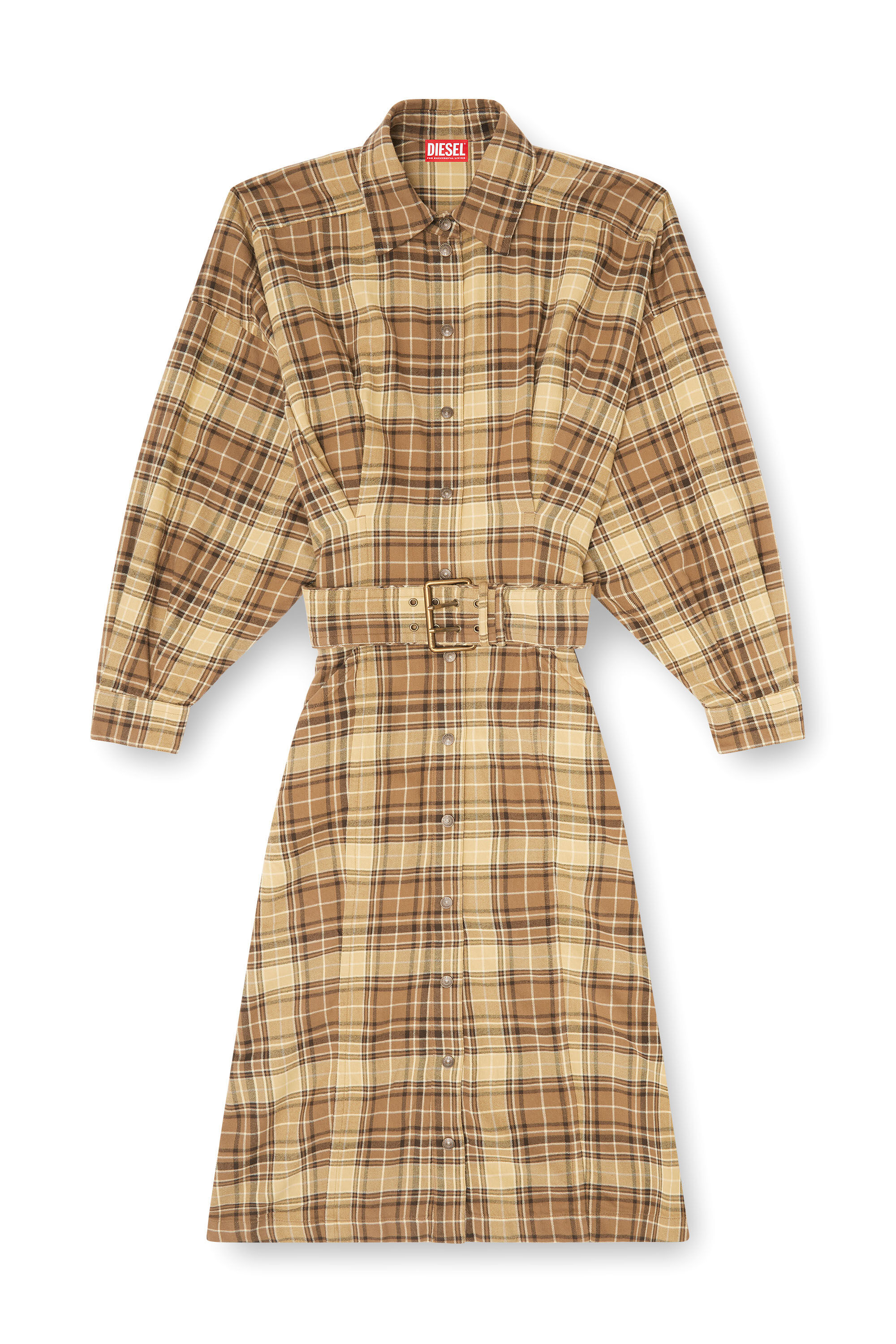 Diesel - D-EDALUS, Abito midi in flanella a quadri con cintura wide Donna in ToBeDefined - 2