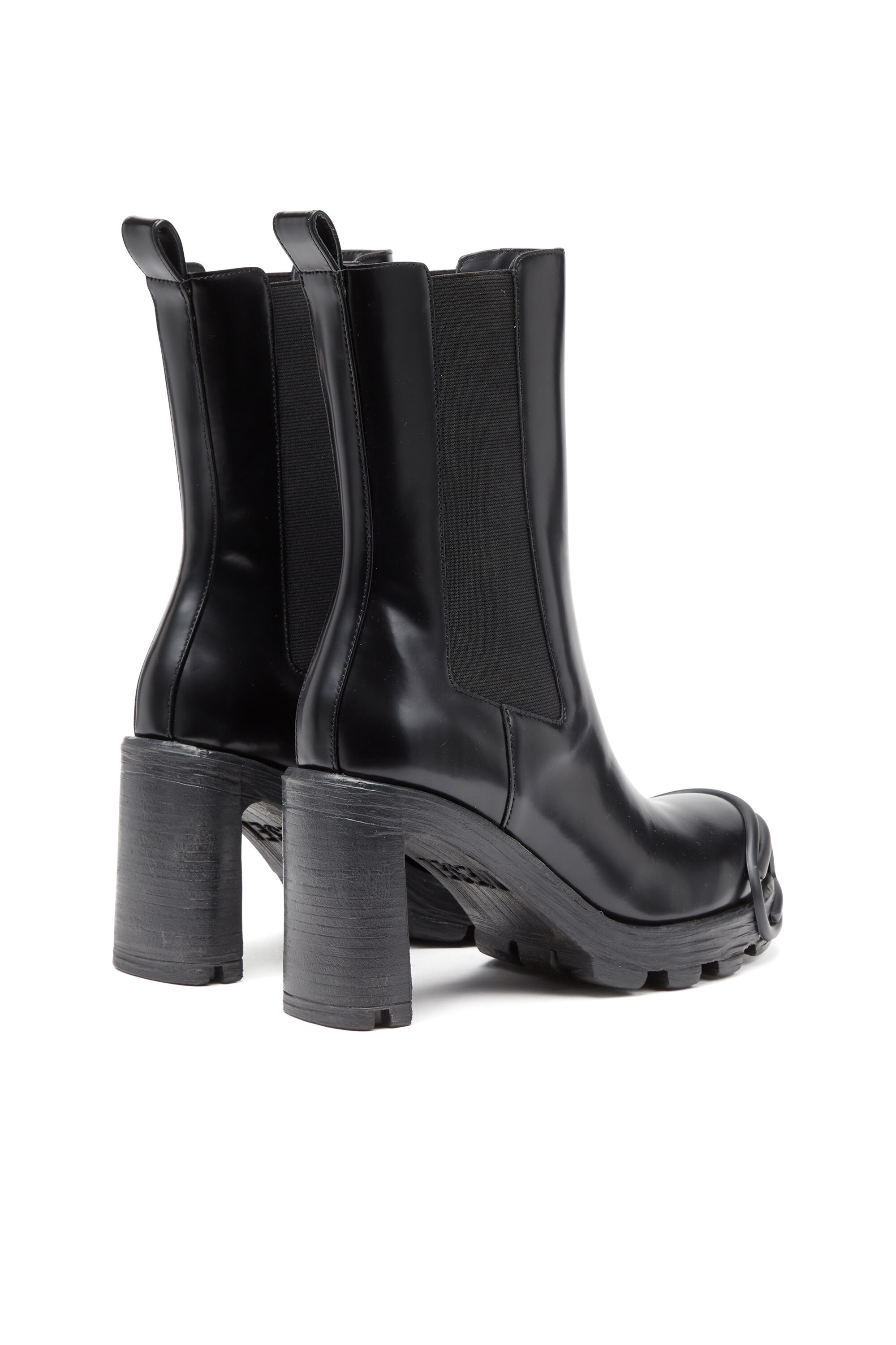 Diesel - D-HAMMER CH D W, Femme D-Hammer-Bottines à talons avec plaque Oval D in Noir - Image 3