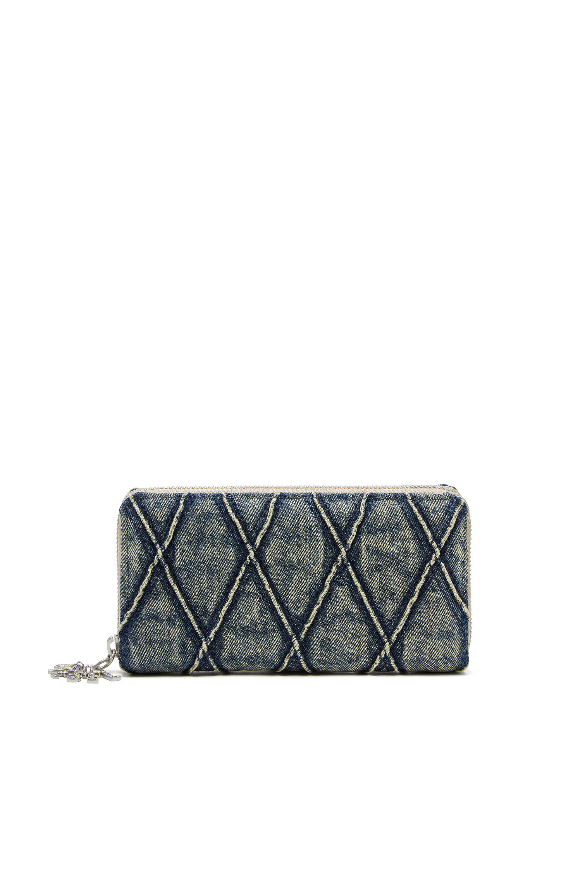 Diesel - CHARM-D CONTINENTAL ZIP L, Portafoglio zip in denim a rombi Donna in Blu - 1