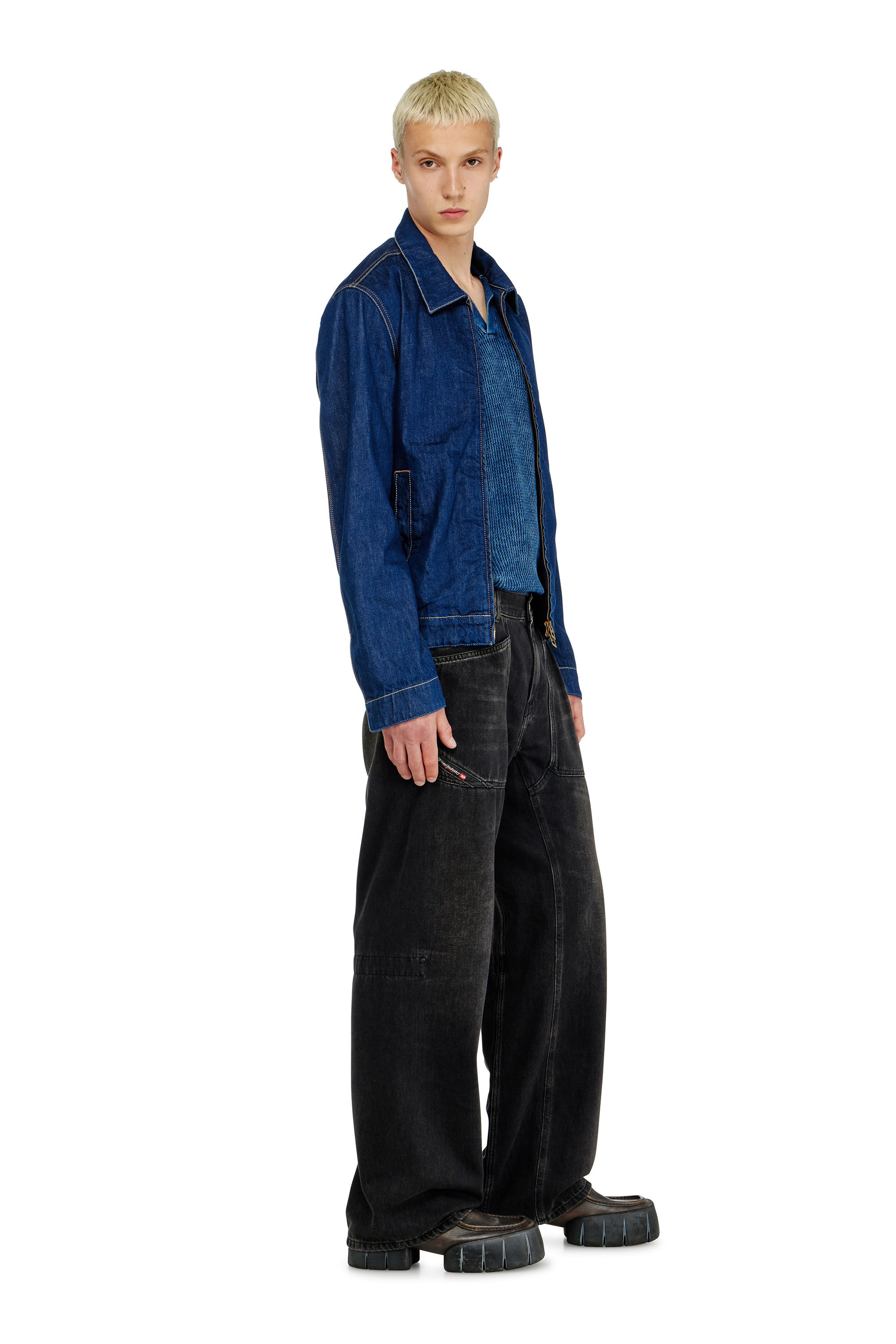 Diesel - Relaxed Jeans D-Zeta 09J96 Uomo, Nero/Grigio scuro - Image 2