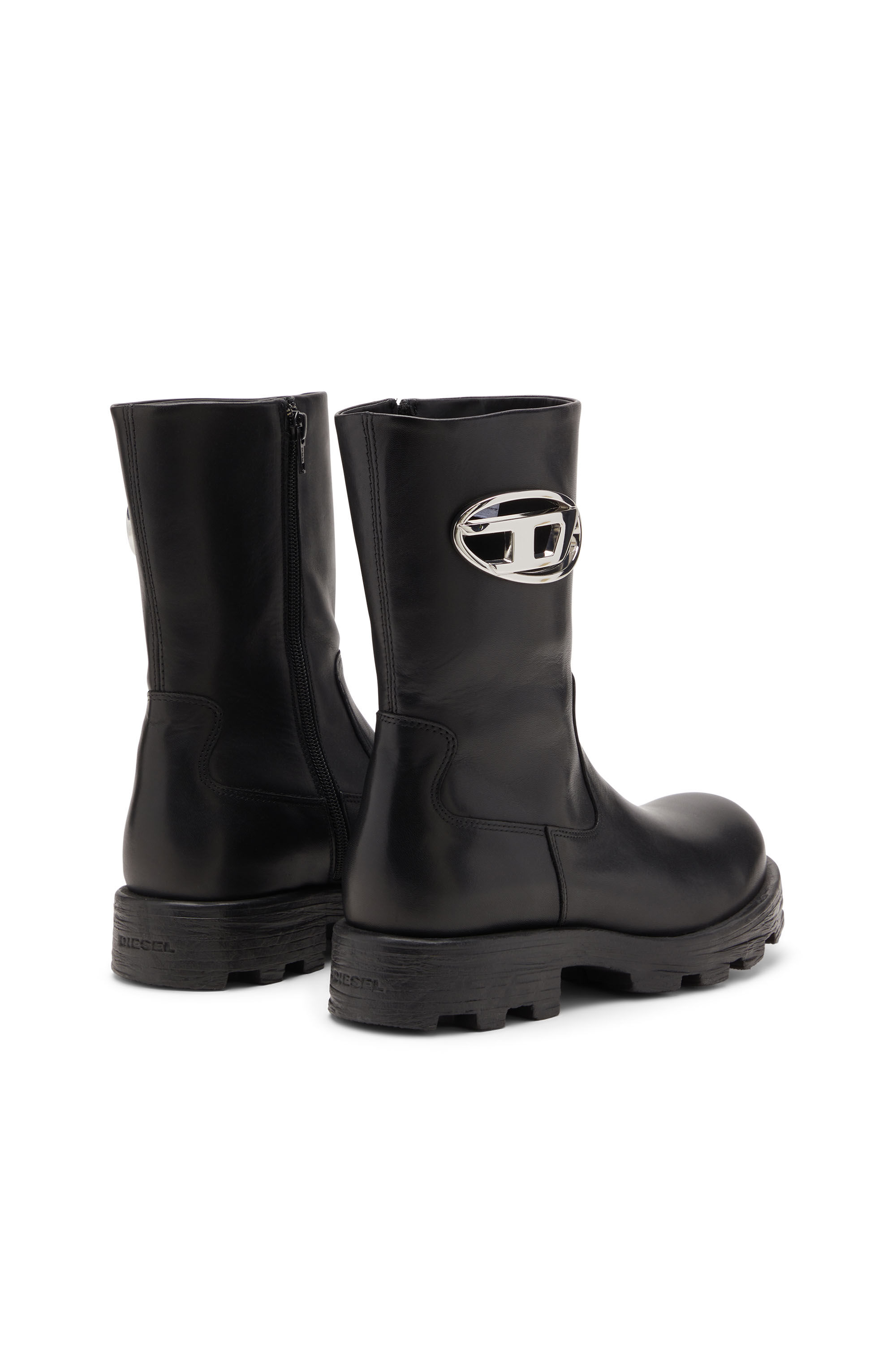 Diesel - D-HAMMER BKR D W, D-Hammer-Bottes de motard en cuir brillant Femme in ToBeDefined - 3