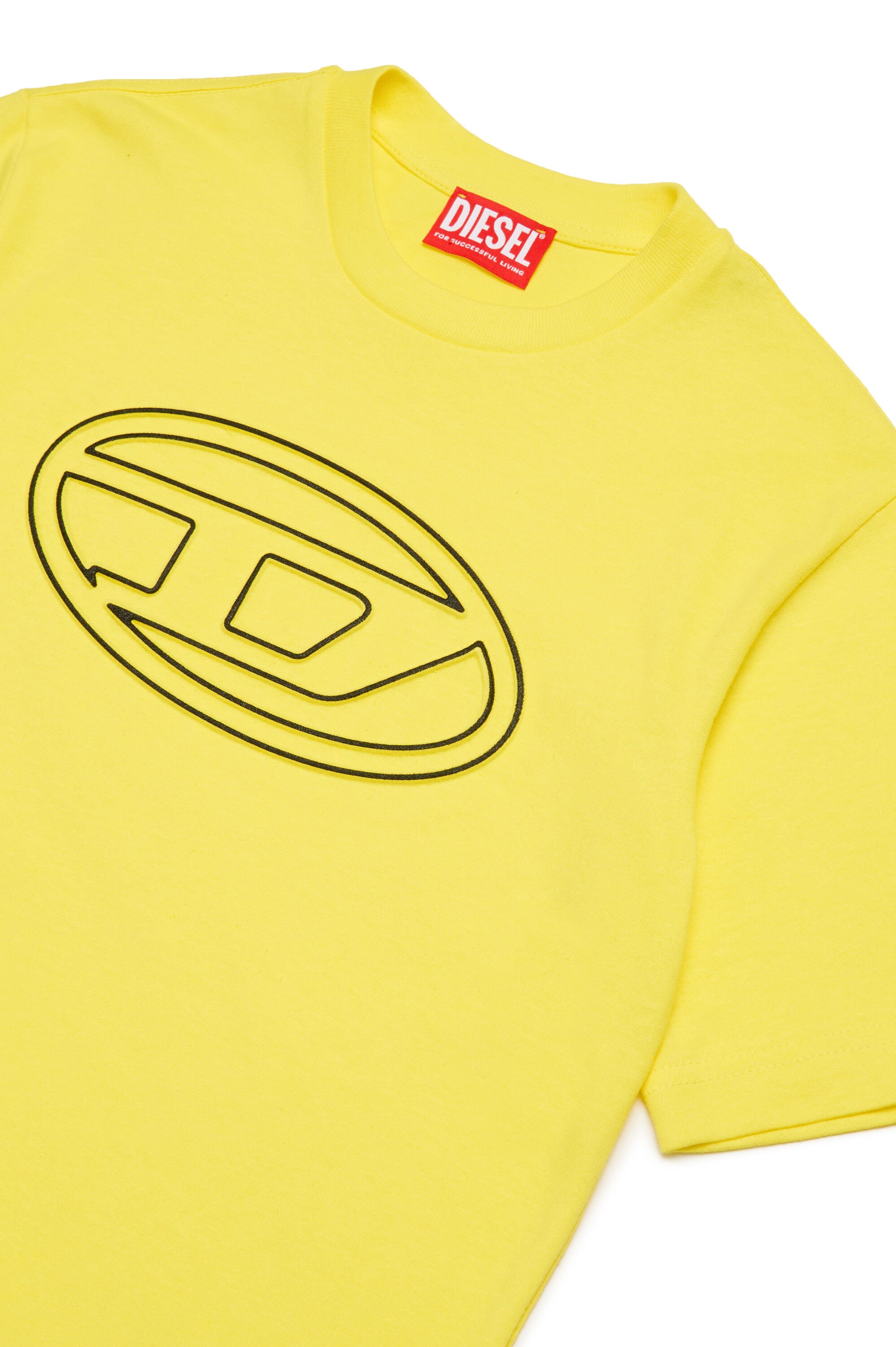 Diesel - TJUSTBIGOVAL OVER, Homme T-shirt avec logo contour Oval D in Jaune - Image 3