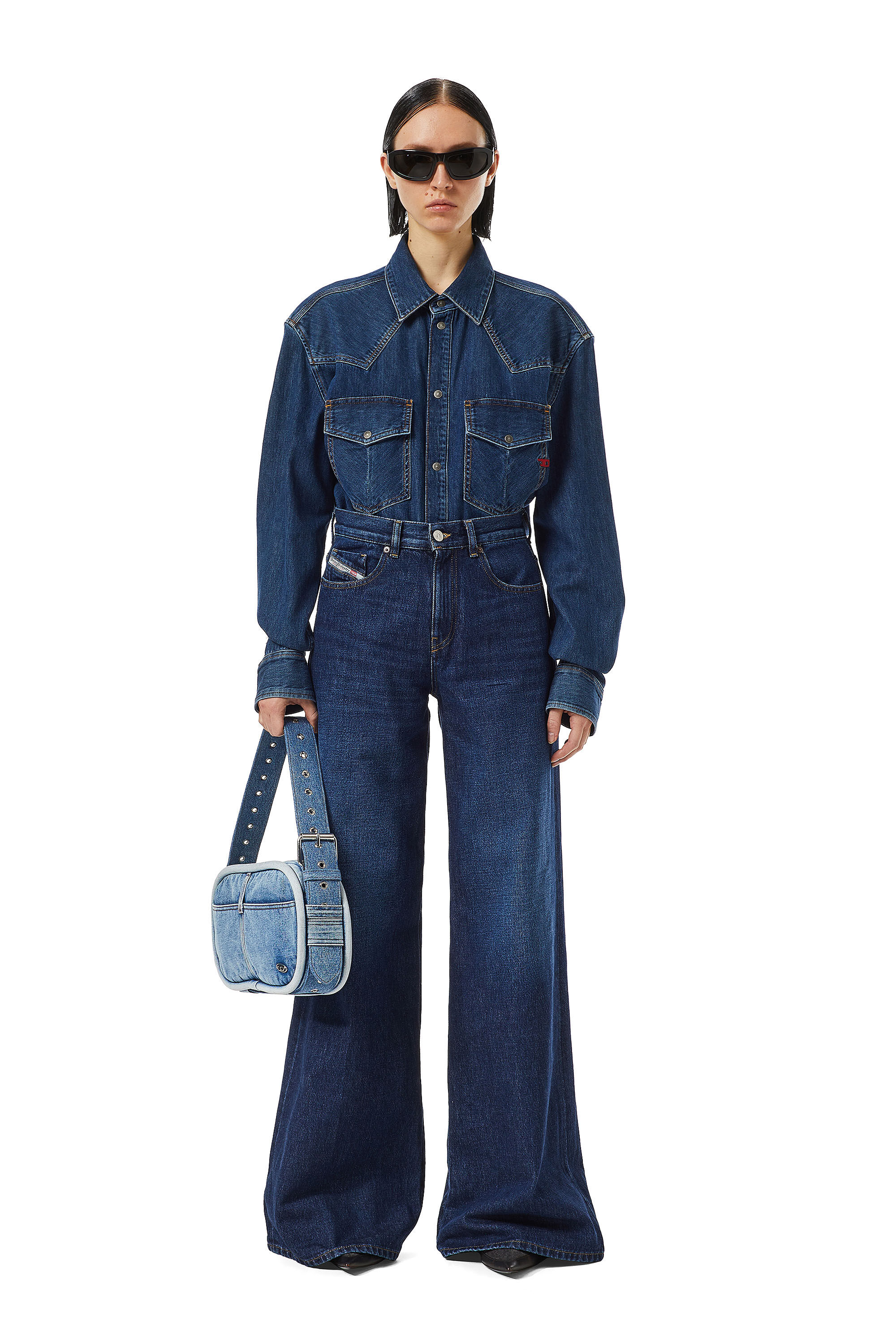 Diesel - 1978 09C03 Bootcut and Flare Jeans, Blu Scuro - Image 1