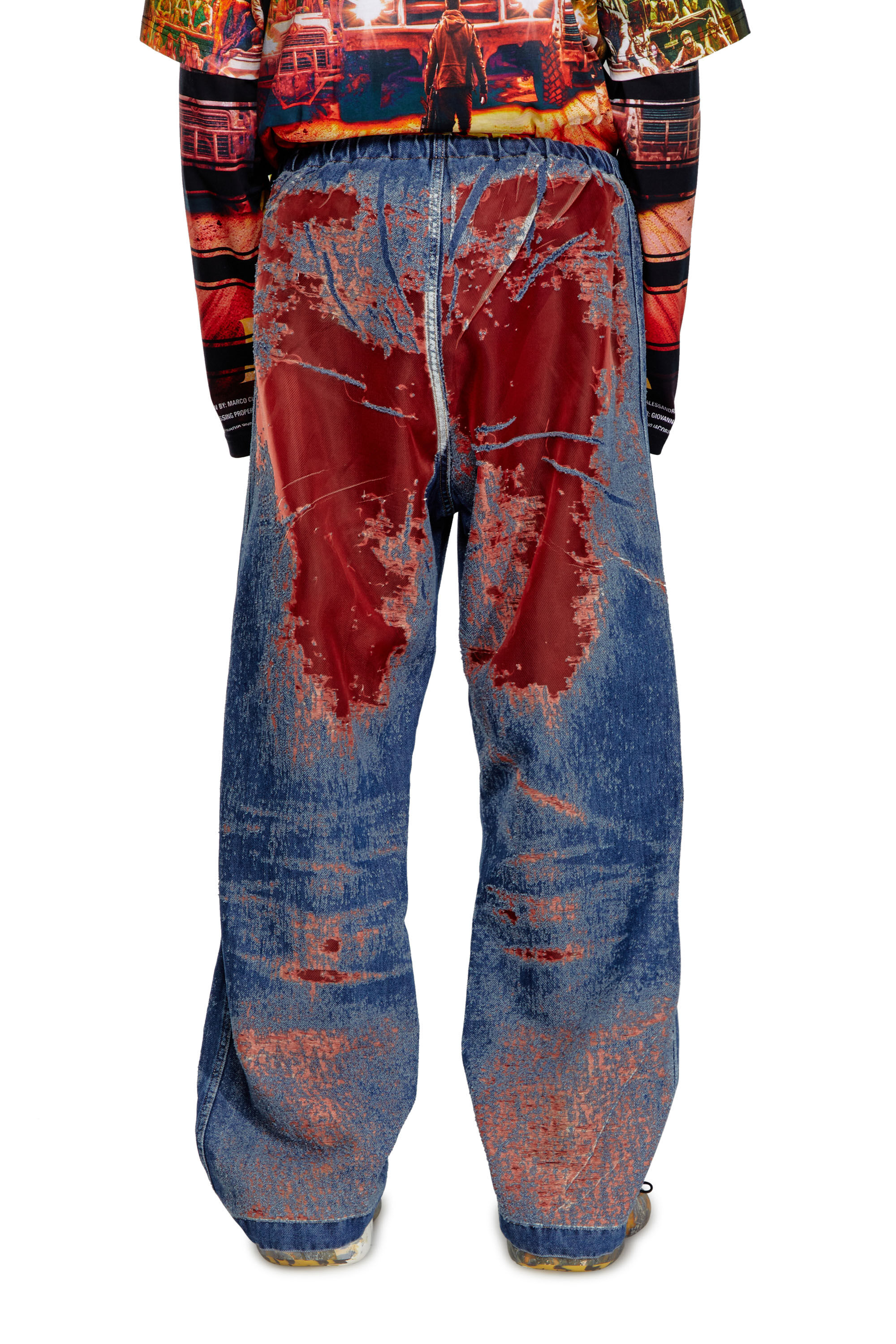 Diesel - Homme Straight Jeans D-Martial 068MI, Bleu/Rouge - Image 4