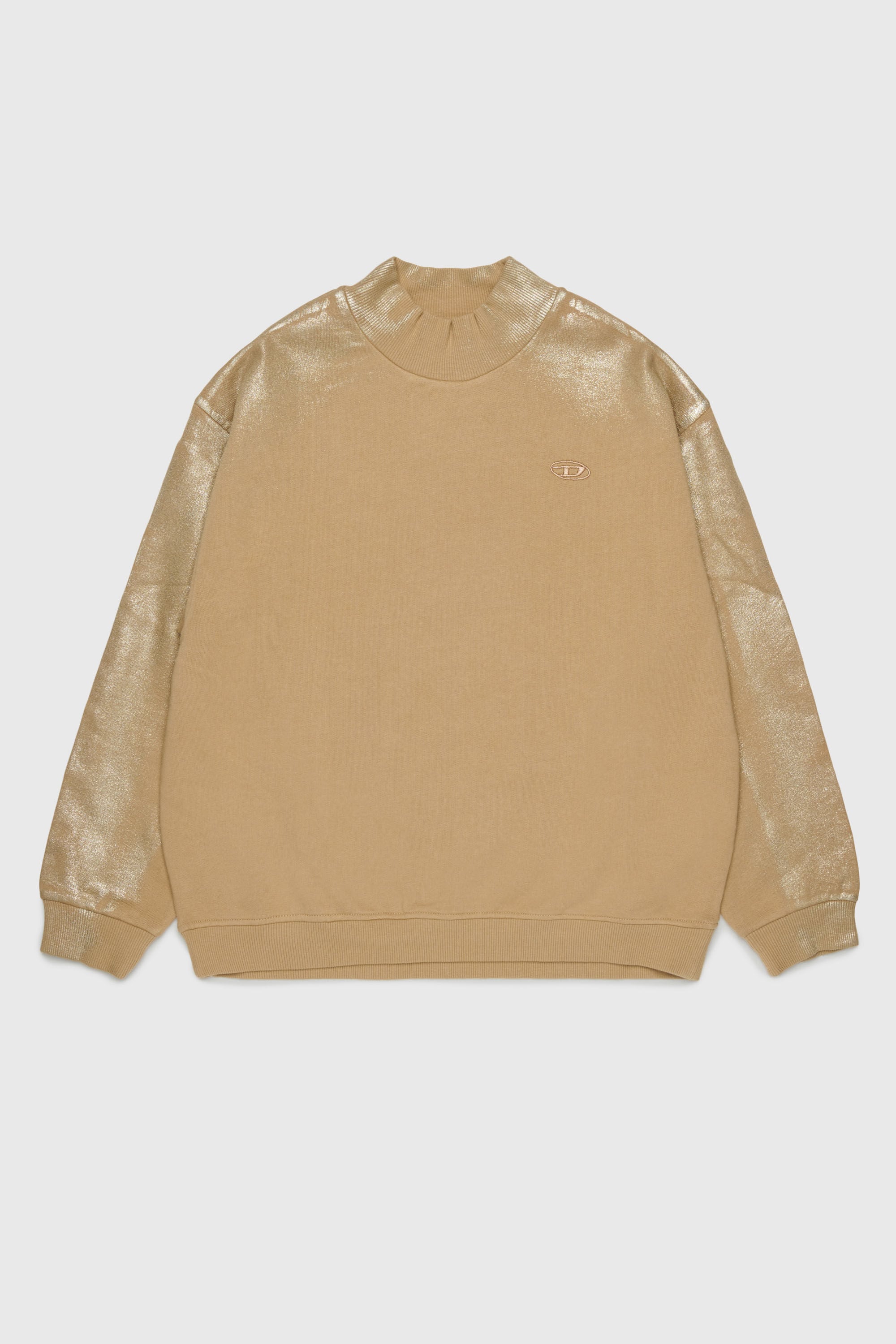 Diesel - SFALEXNS1, Sweat-shirt avec manches effet m&eacute;tallis&eacute; Femme in Marron - 1