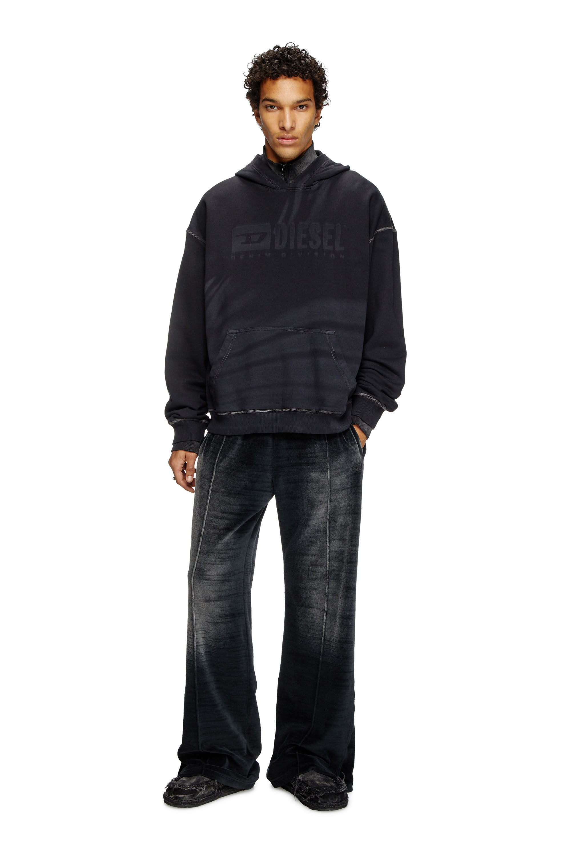 Diesel - S-BOXT-HOOD-R9, Herren Hoodie mit Laser-verblasstem Logo in Schwarz - 1