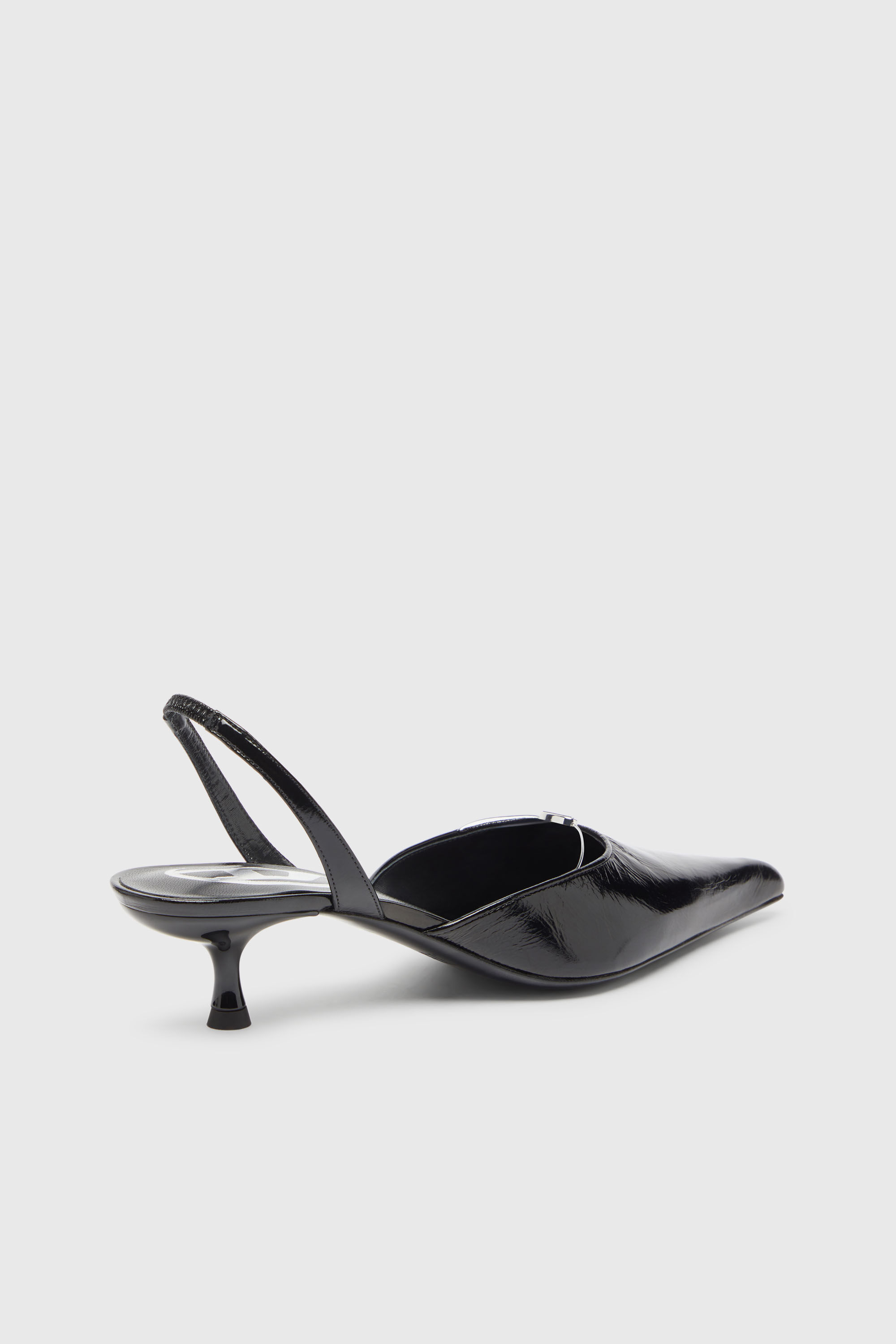 Diesel - D-JEWELS 40 D'OR, D-Jewels - Slingbacks en cuir avec bijou Oval D Femme in Noir - 6