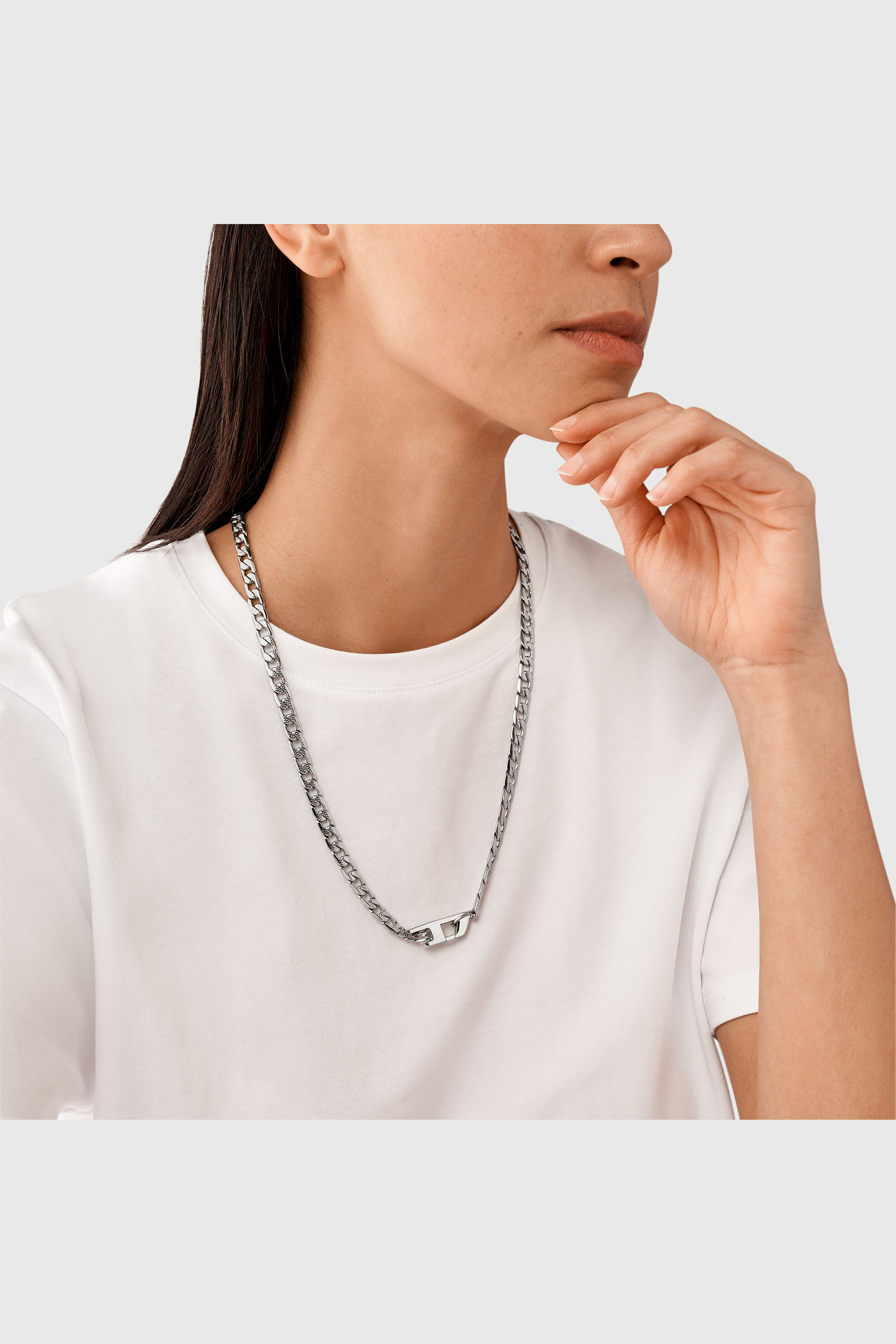 Diesel - DX1497, Collier cha&icirc;ne en acier inoxydable Mixte in Gris argent&eacute; - 3