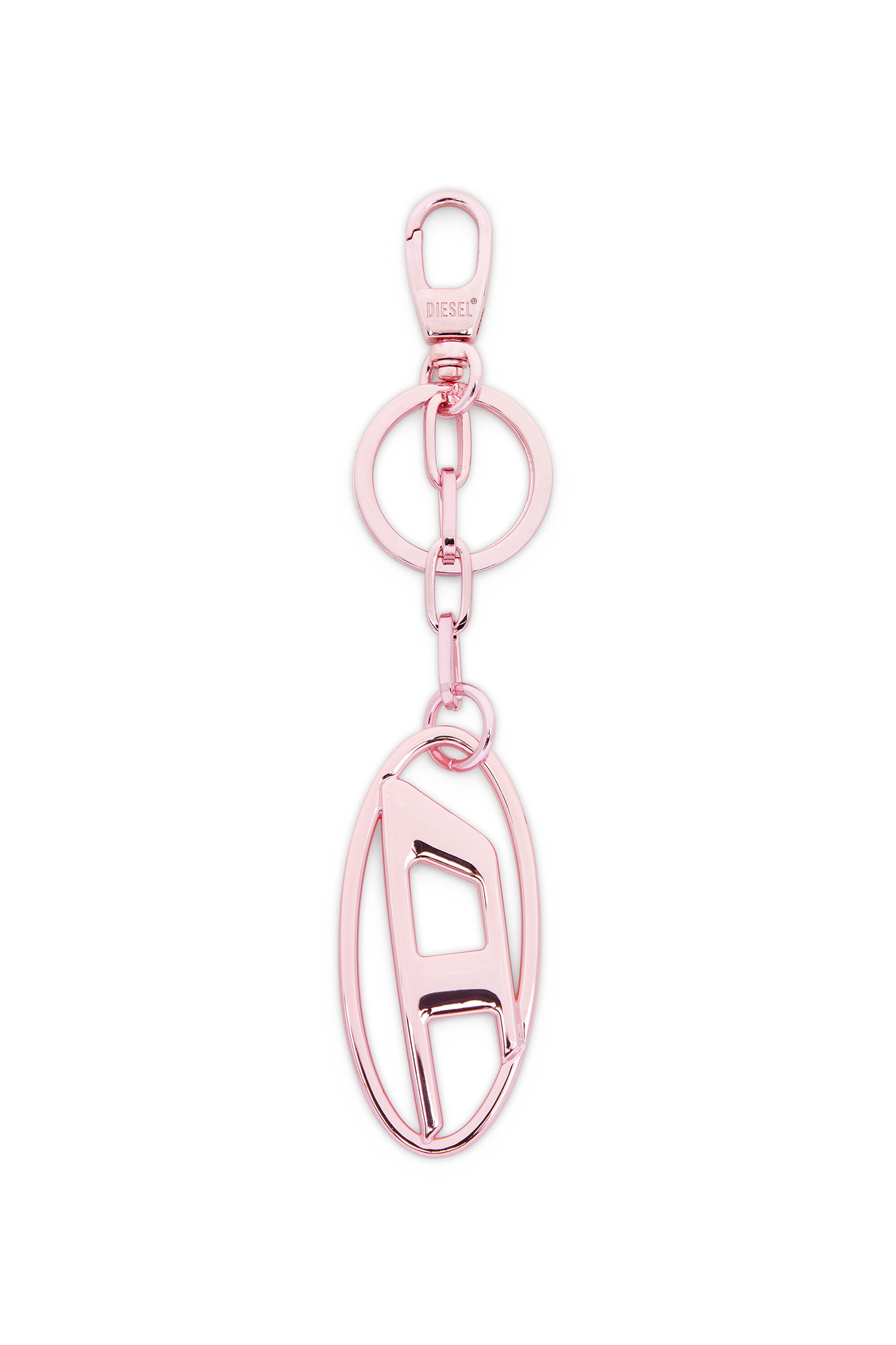 Diesel - HOLY-C, Portachiavi in metallo con placca logo Unisex in Rosa - 1
