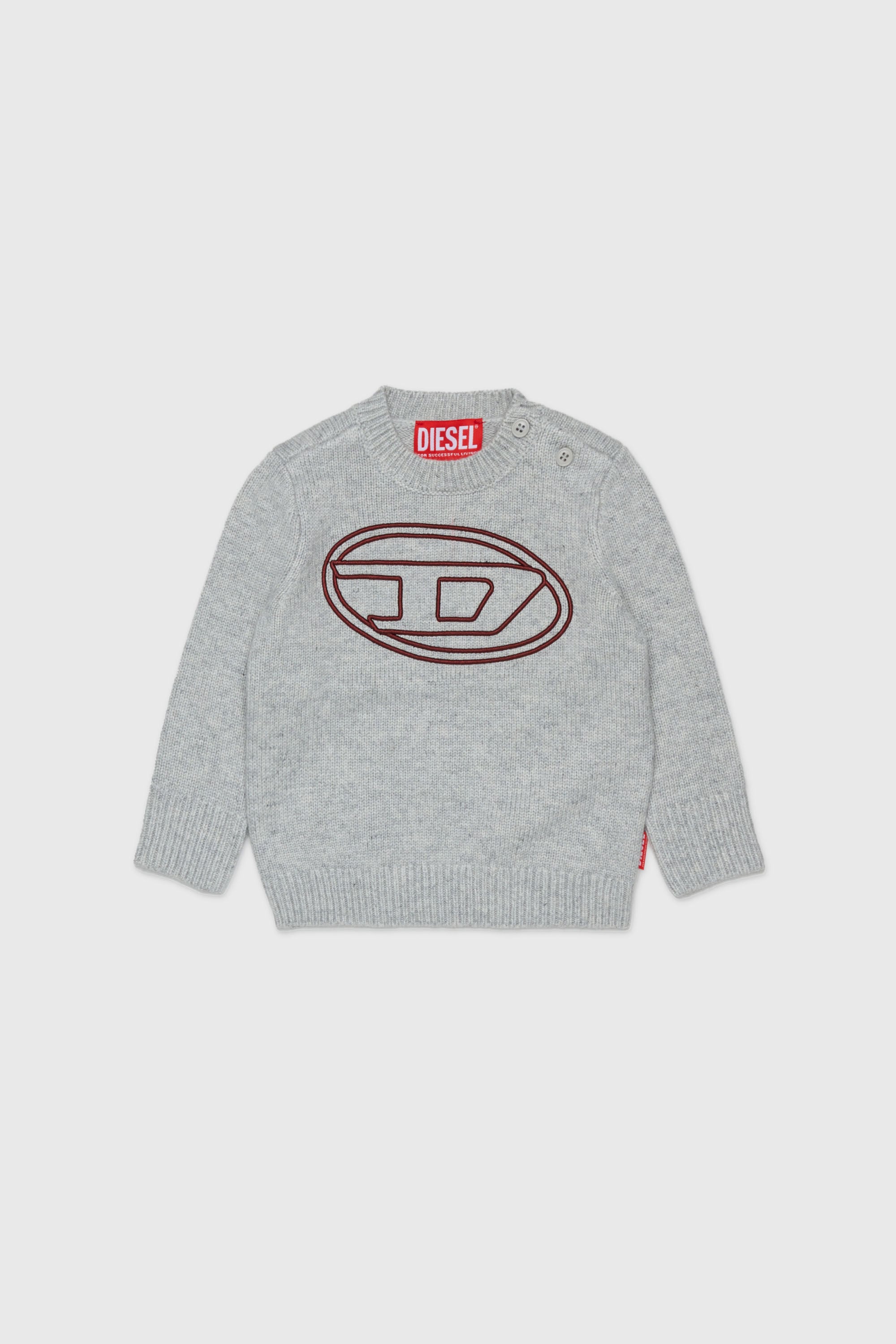 Diesel - KOMYB, Herren Pullover mit Kaschmiranteil und gro&szlig;em Oval D in Grau - 1