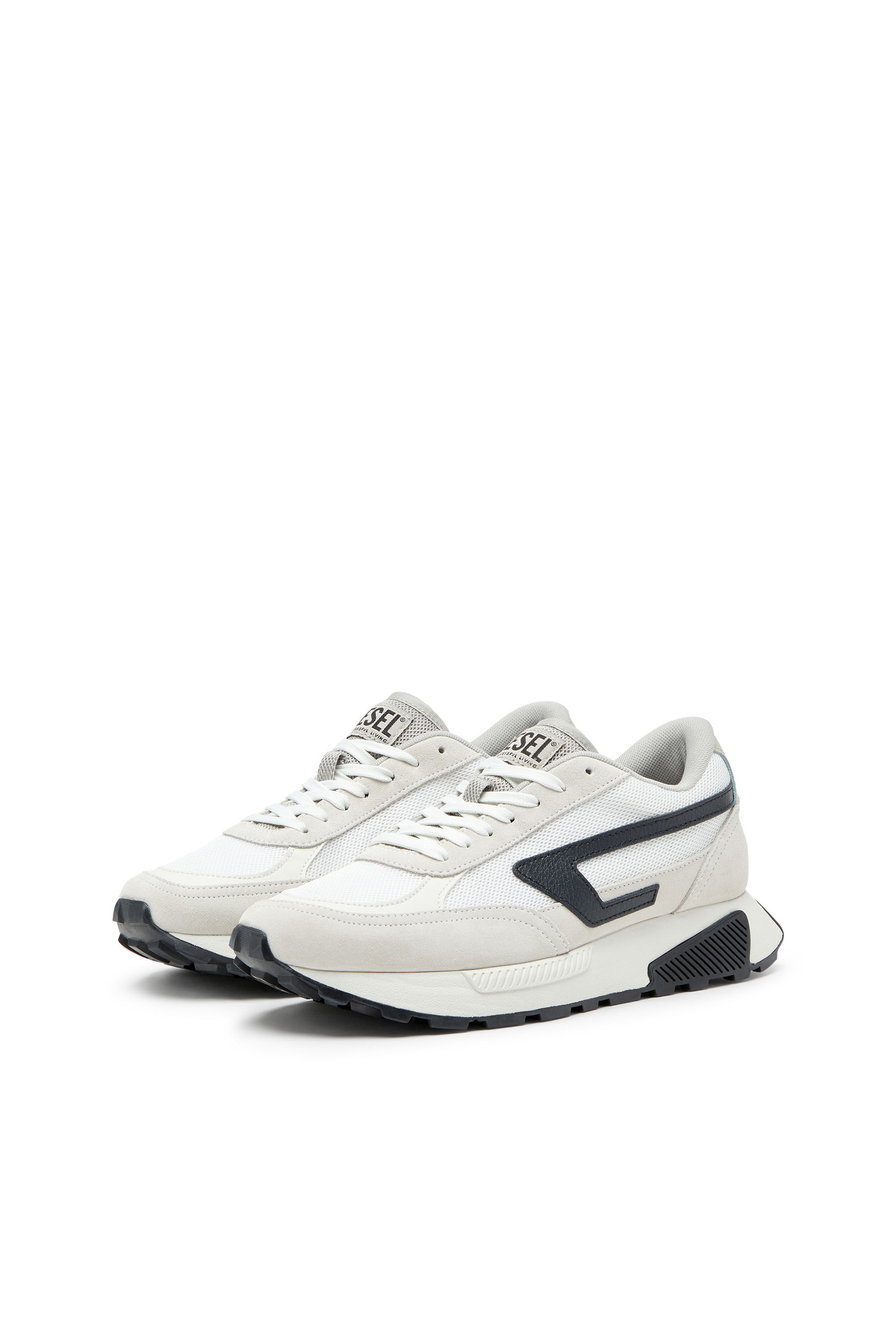 Diesel - S-TYCHE D, Herren S-Tyche D-Low Top-Sneakers aus Mesh, Wildleder und Leder in Weiss/Schwarz - 8