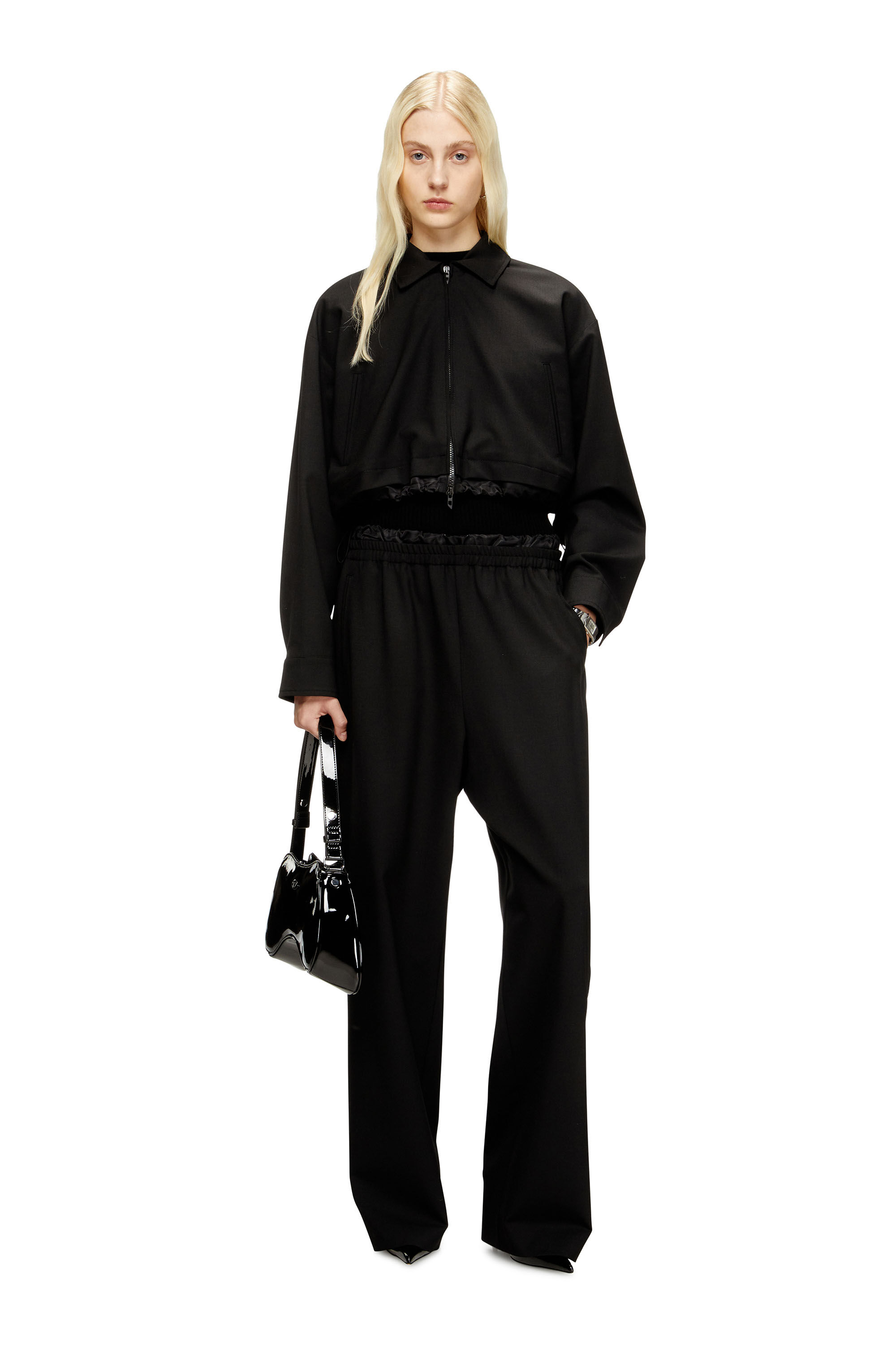 Diesel - J-TING-FEM-R2, Giacca corta in tessuto sartoriale e nylon Donna in Nero - 1
