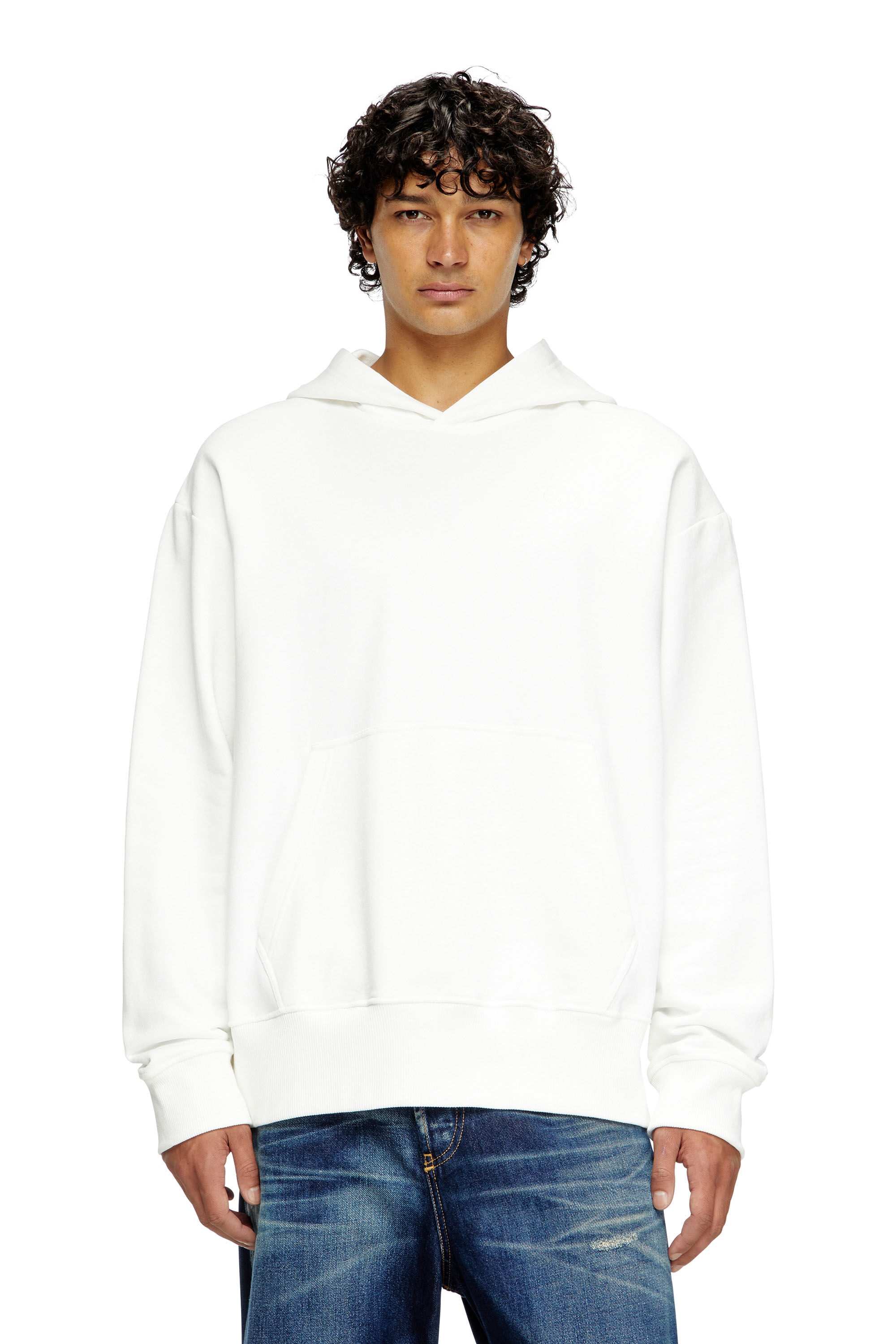 Diesel - S-MACS-HOOD-MEGOVAL-D, Herren Hoodie mit Logo-Stickerei in Weiß - 3