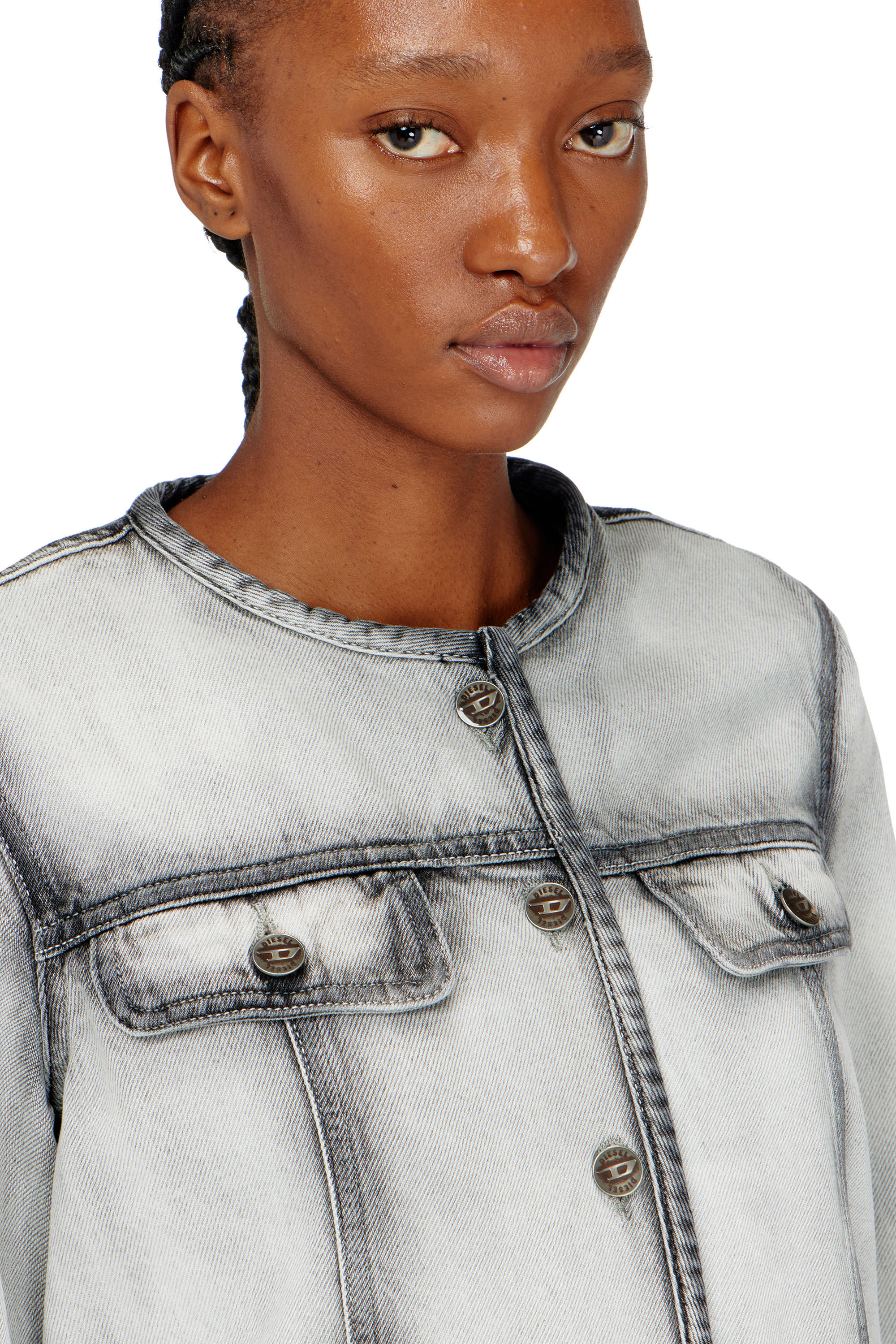 Diesel - DE-GRAFY-FSI, Giacca in denim skeleton morbido Donna in Grigio - 5