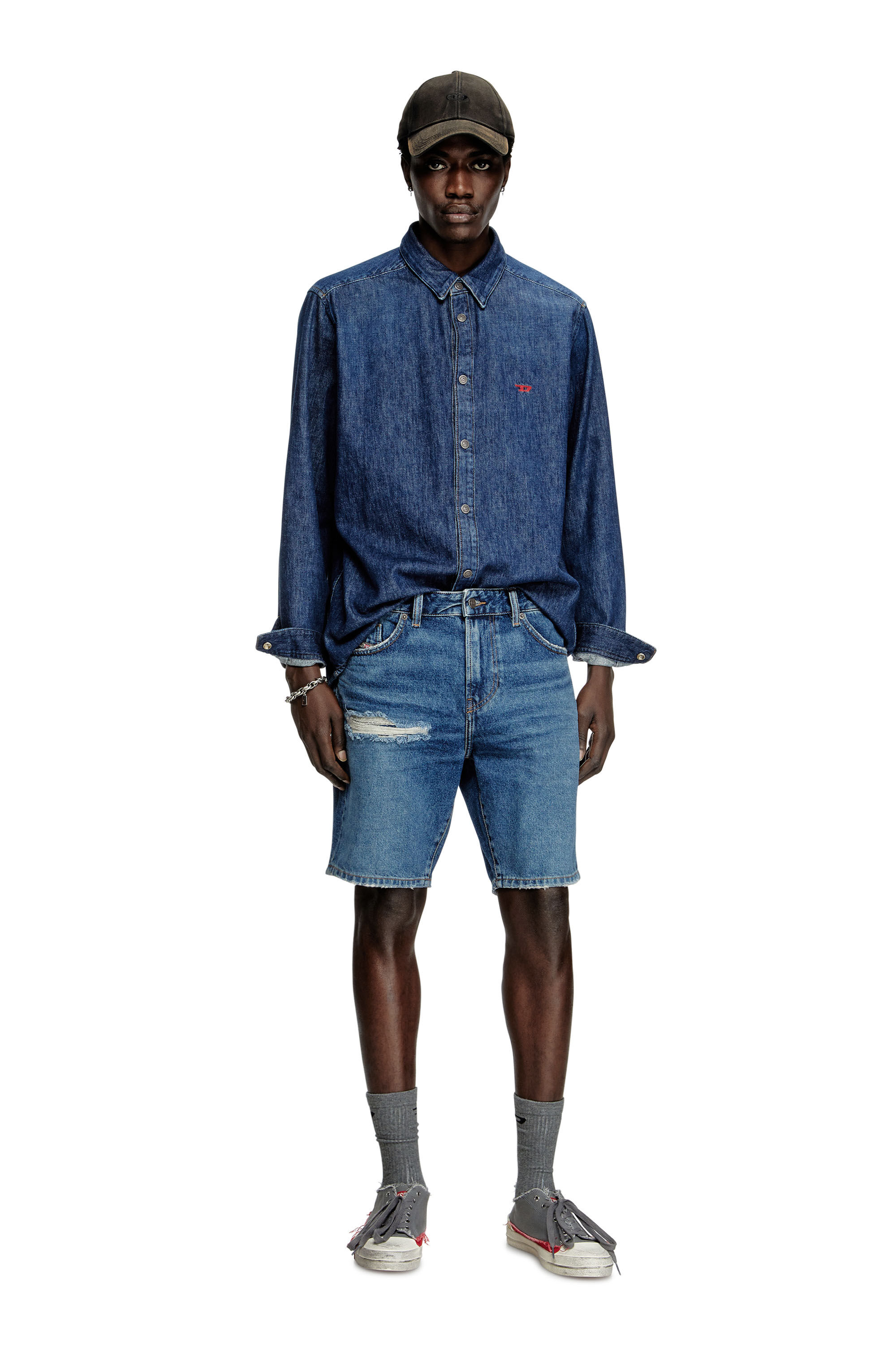 Diesel - D-FIN, Short slim en denim Homme in Bleu - 1