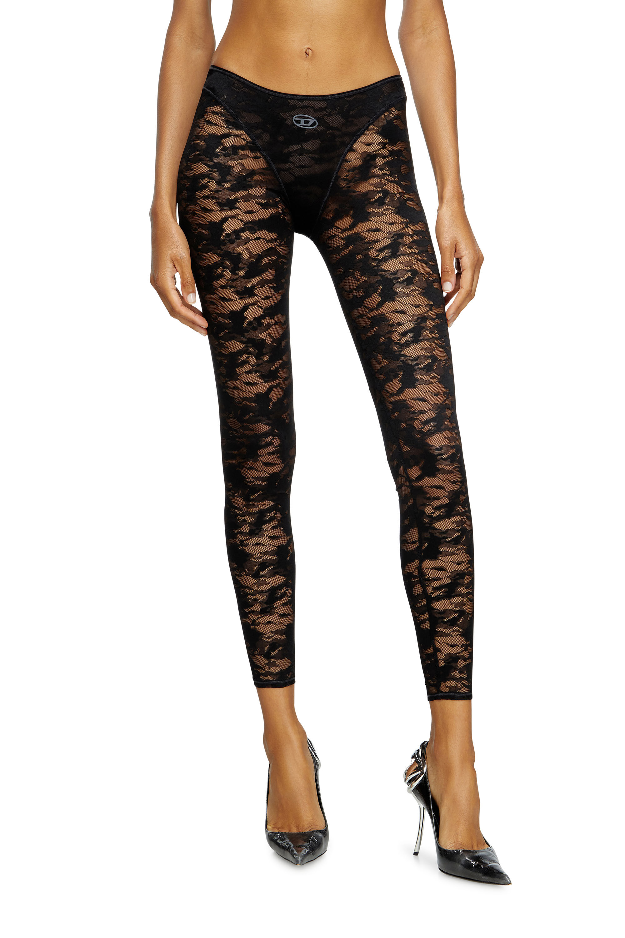 Diesel - CLAIRE-UTLT, Damen Leggings mit Camouflage-Spitze in Schwarz - 3