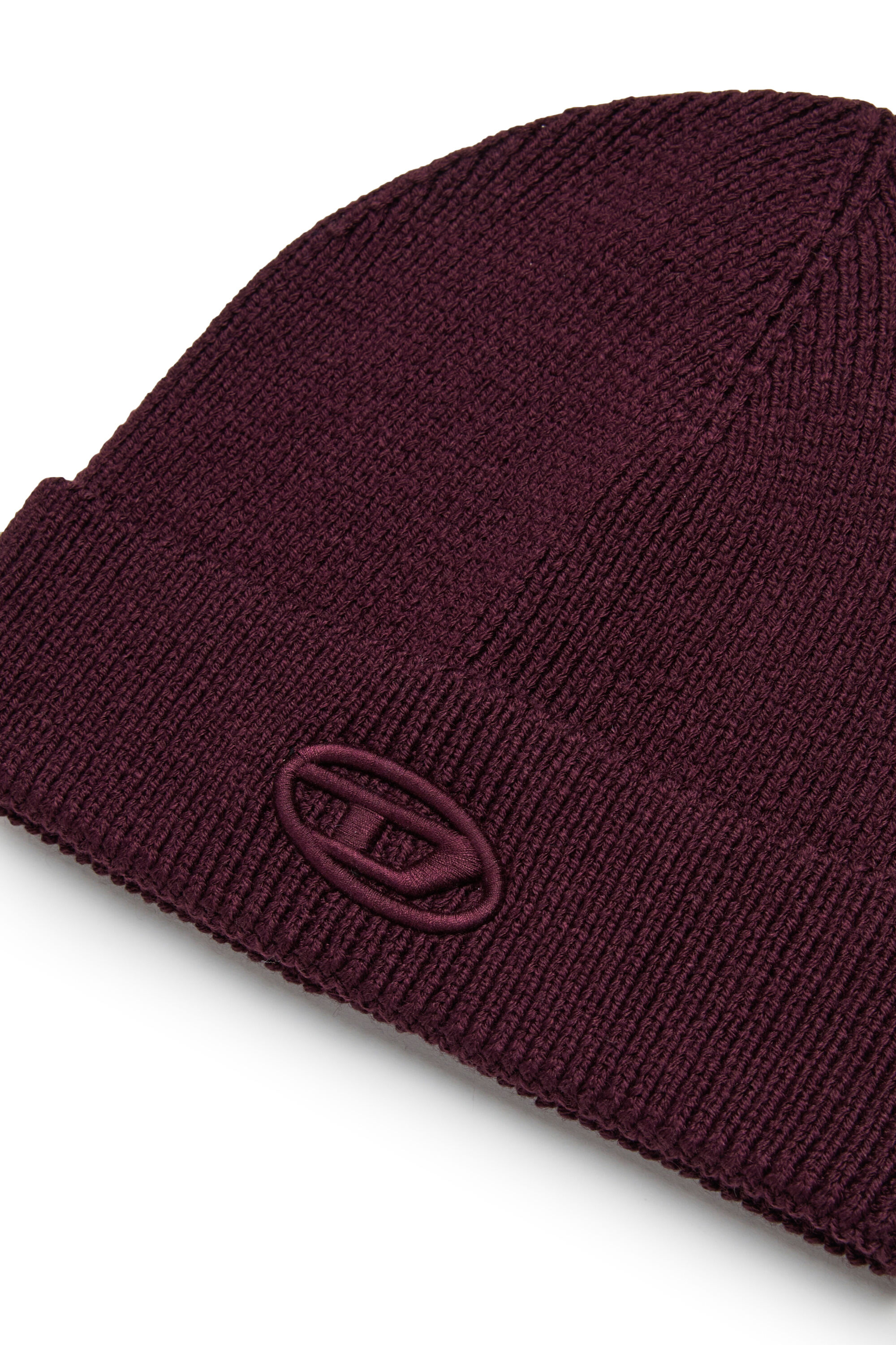 Diesel - FKCODERFULLYC, Unisex Wollmütze mit gesticktem Logo in Dunkelviolett - 3