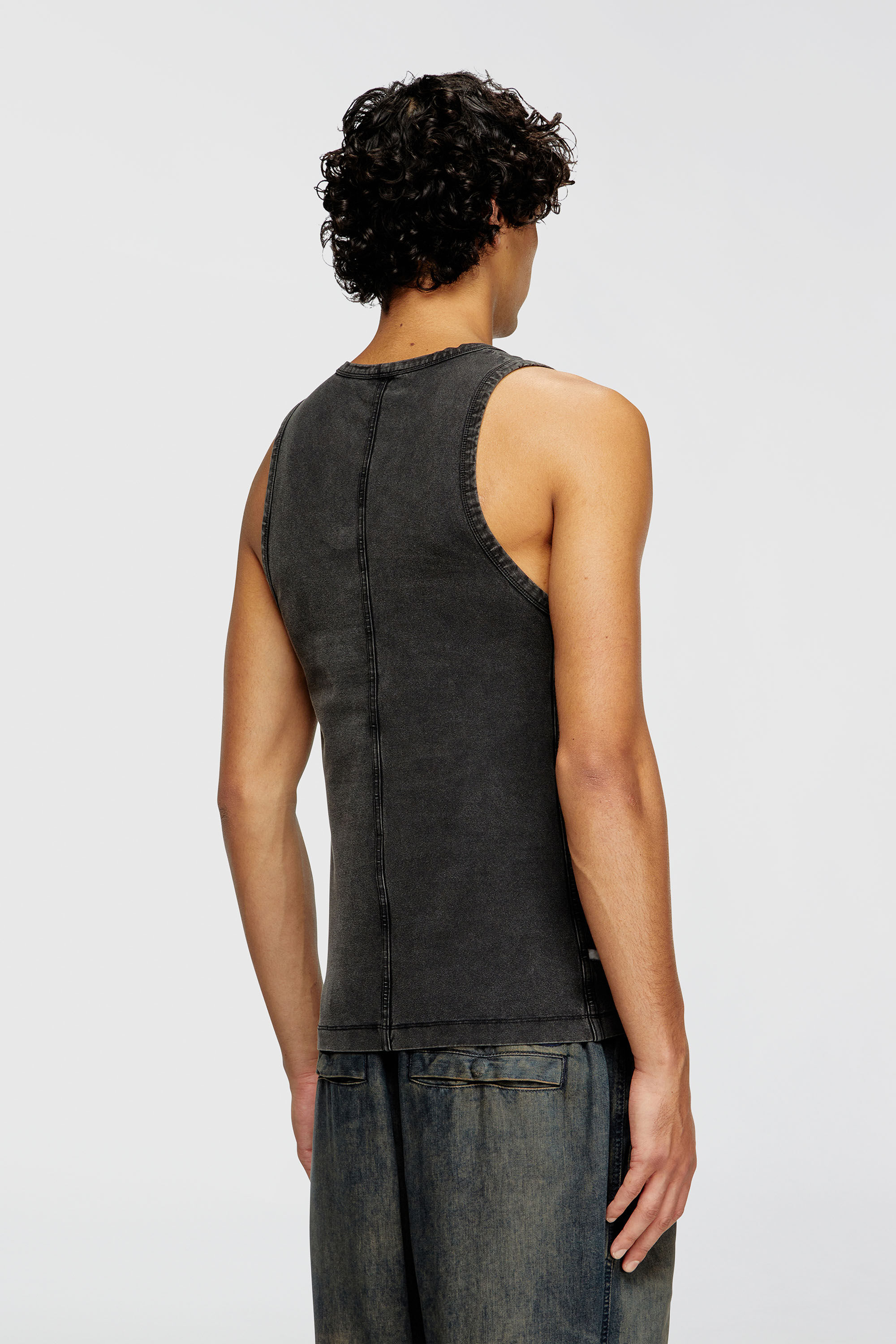 Diesel - T-MELY-SL, Canotta in jersey effetto denim Uomo in Nero - 4