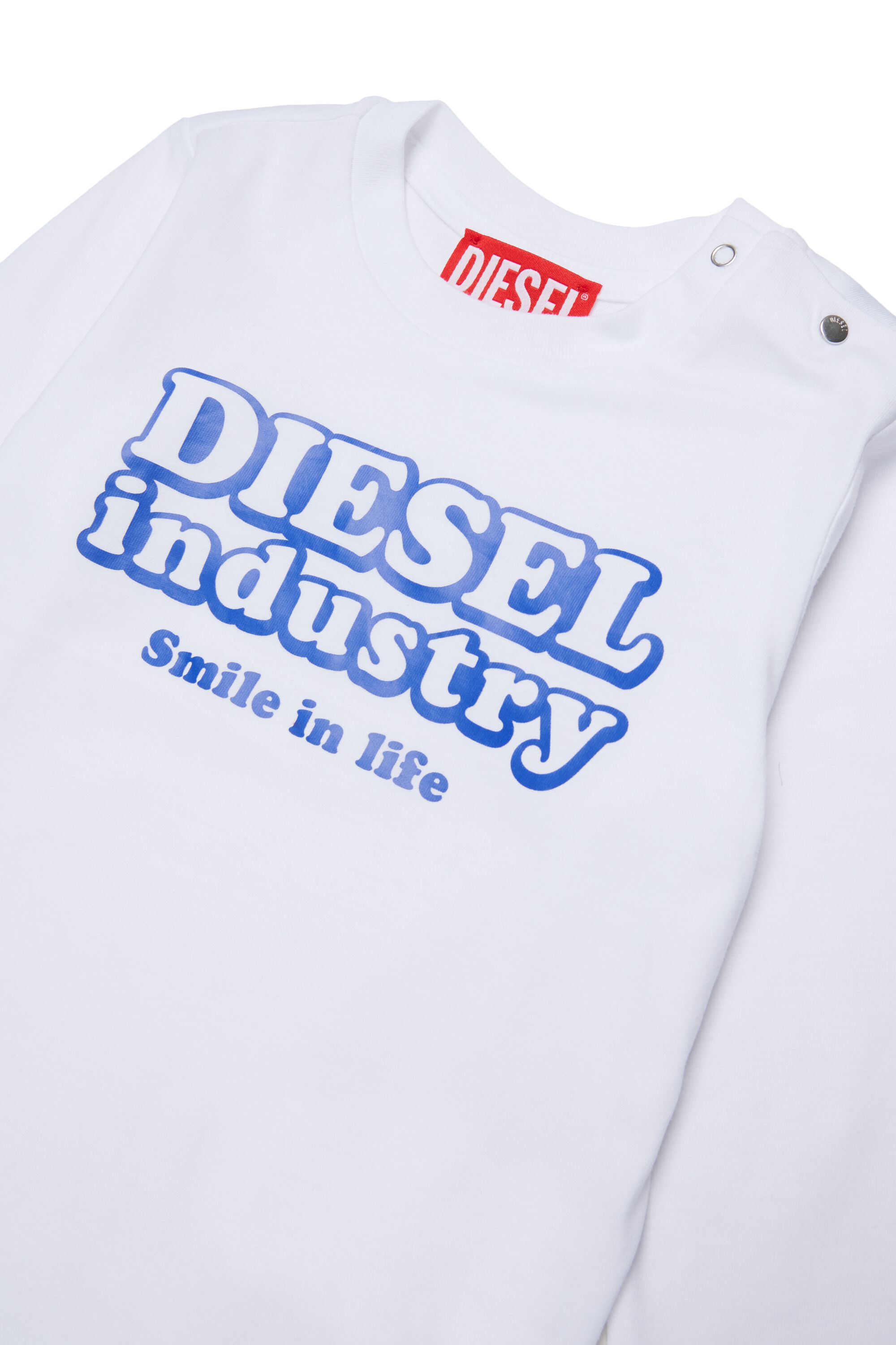 Diesel - TLODIMB, T-shirt &agrave; manches longues avec imprim&eacute; Diesel Industry Homme in Blanc - 3