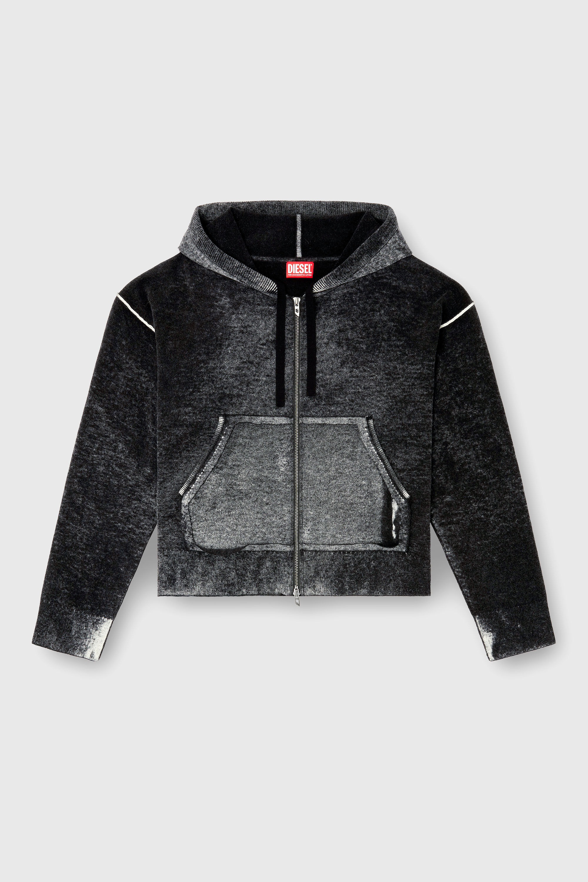 Diesel - M-HERMINE, Cardigan con cappuccio in lana con stampa interna Donna in Multicolor - 2