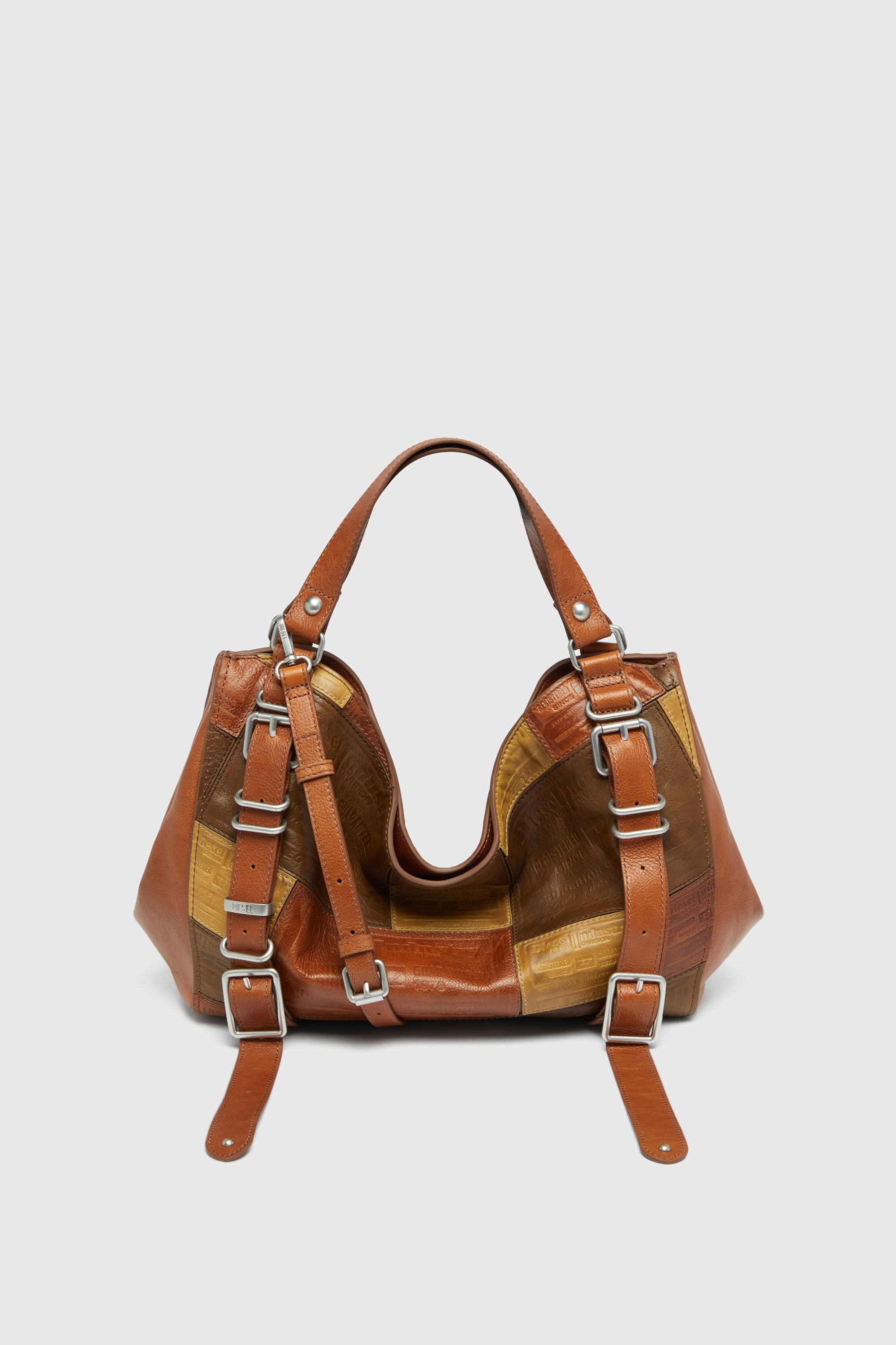 Diesel - D-ONE TOPHANDLE M, D-One-Borsa media a mano in pelle patchwork Unisex in Marrone - 2