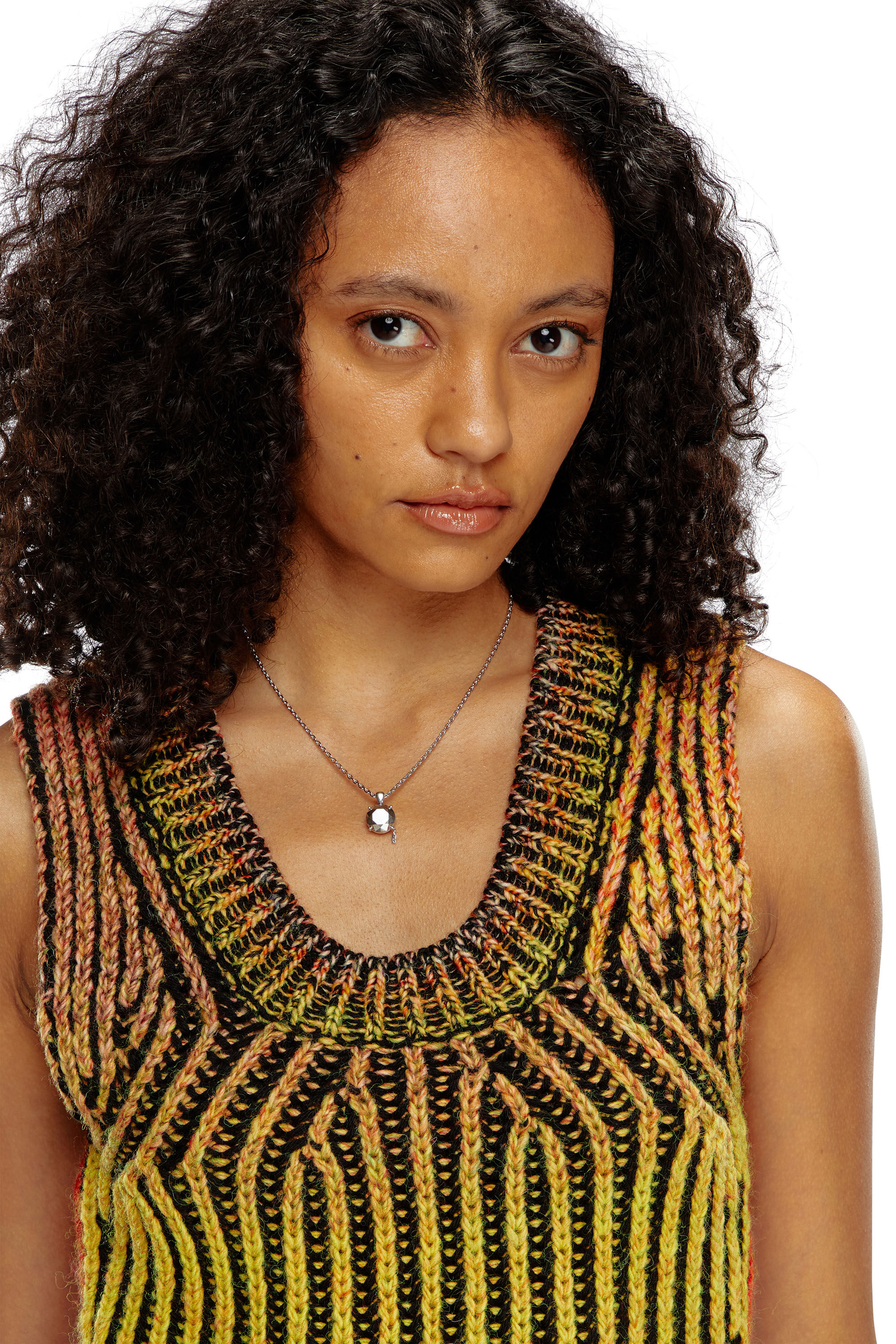Diesel - M-ORKIDEA, Top crop en maille effet dégradé Femme in Orange - 5
