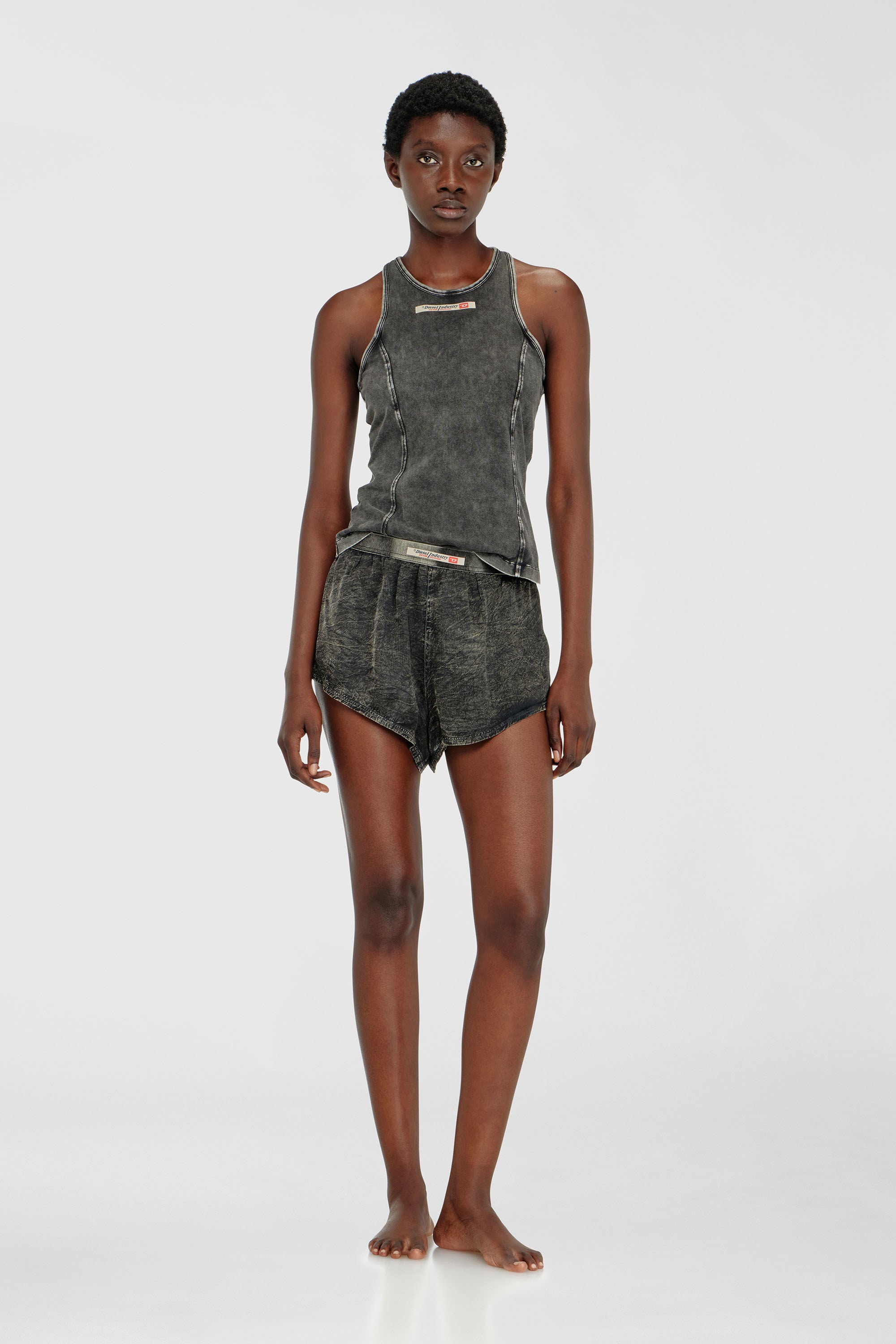 Diesel - IRENE-DNM, Canotta in cotone con effetto lavorato Donna in Grigio - 1