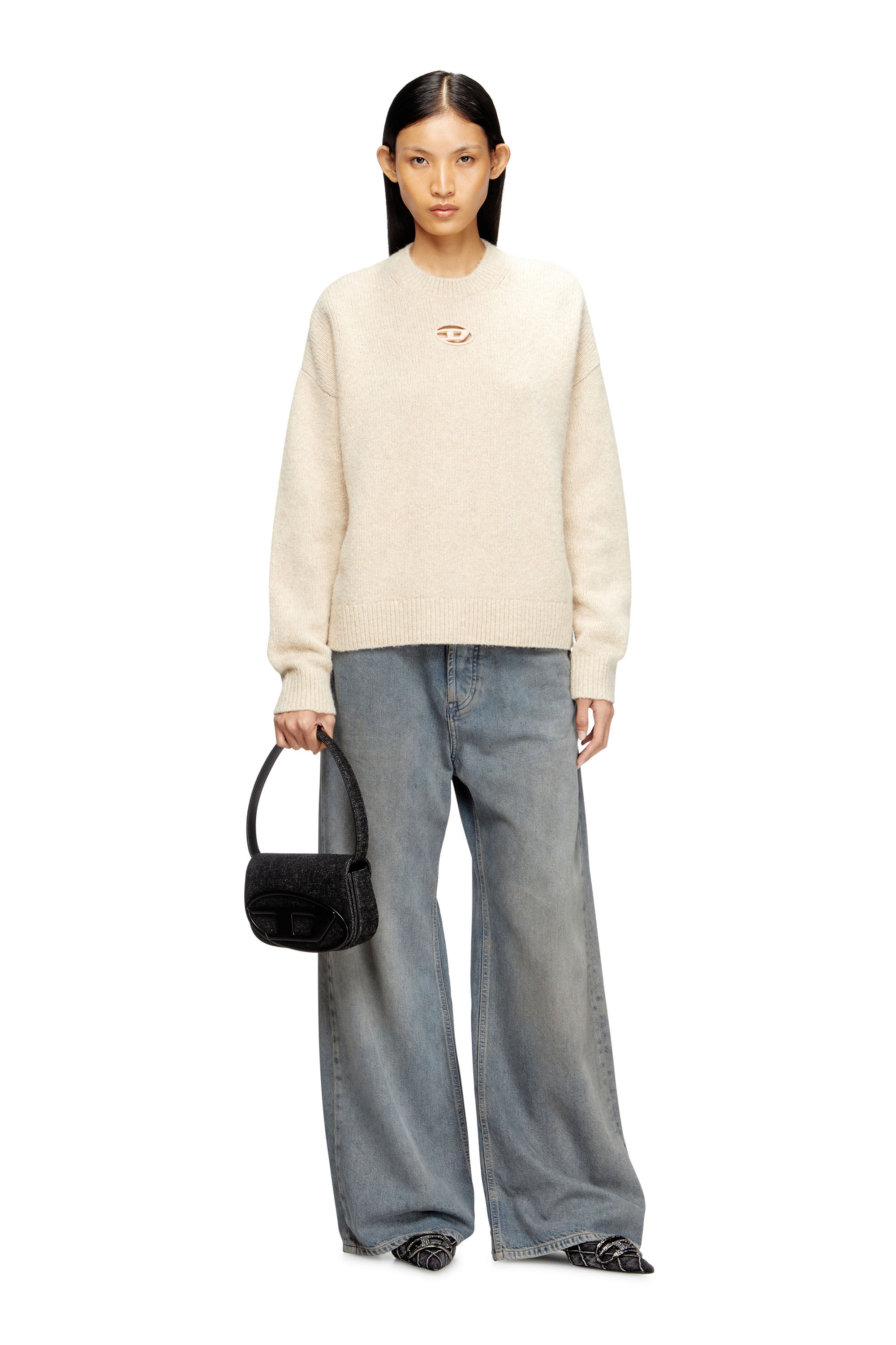 Diesel - M-AREETA, Jumper in wool and alpaca blend Donna in Beige - 1