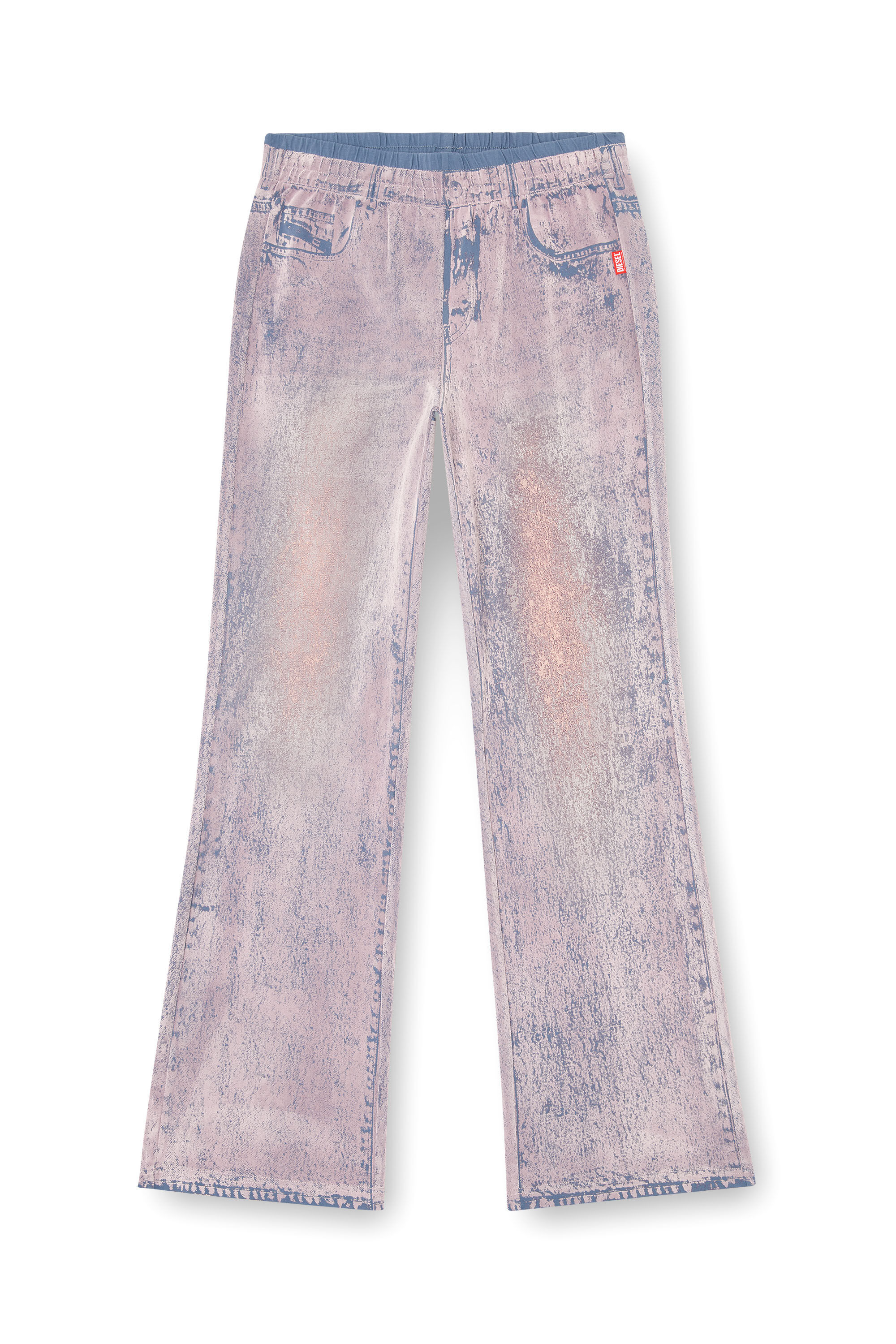 Diesel - P-NERV, Pantaloni tuta wide con trattamento bleach Donna in Viola - 2