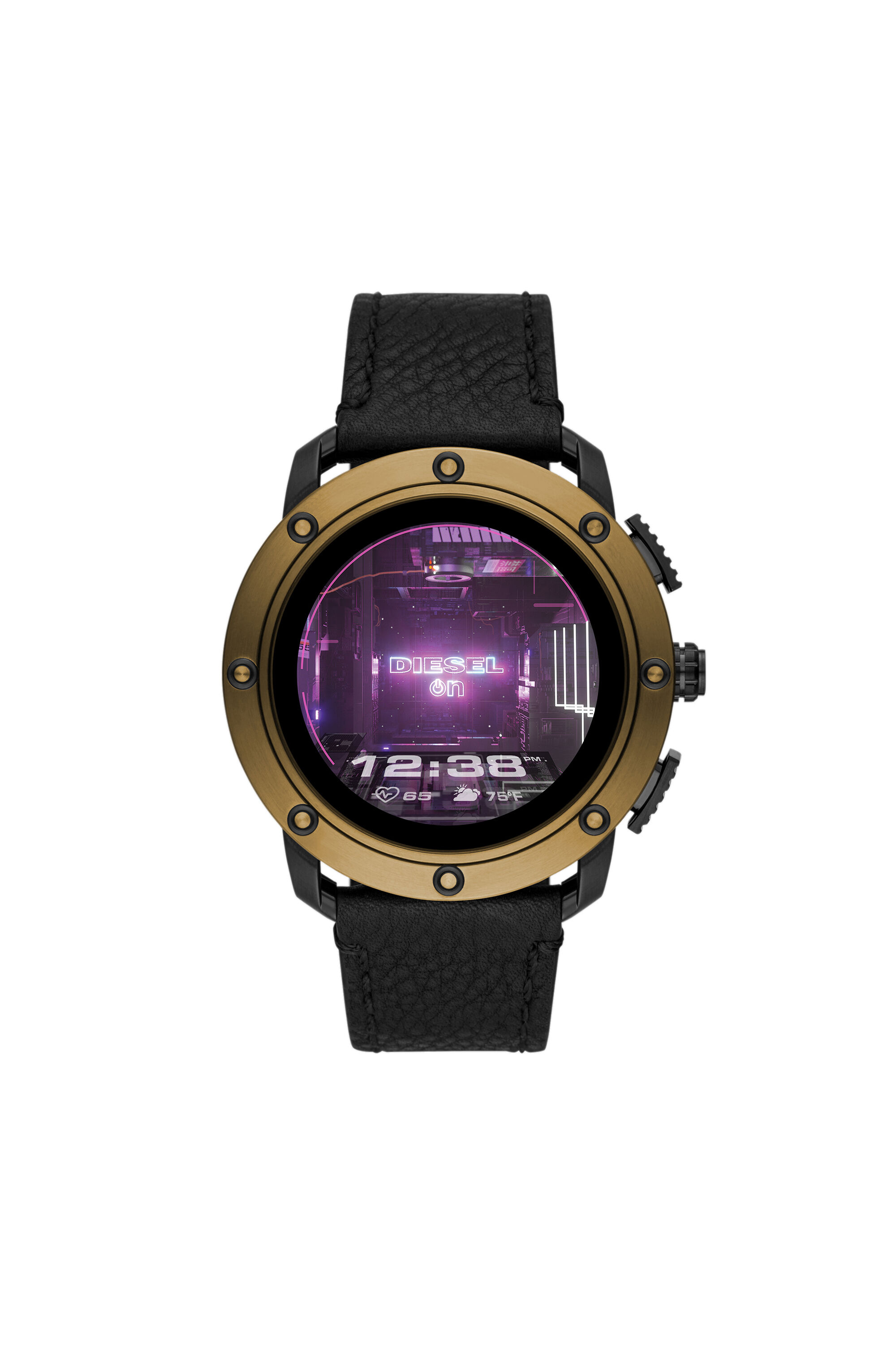 DT2016 Axial Smartwatch Bronze Stainless Steel and Black Leather Diesel