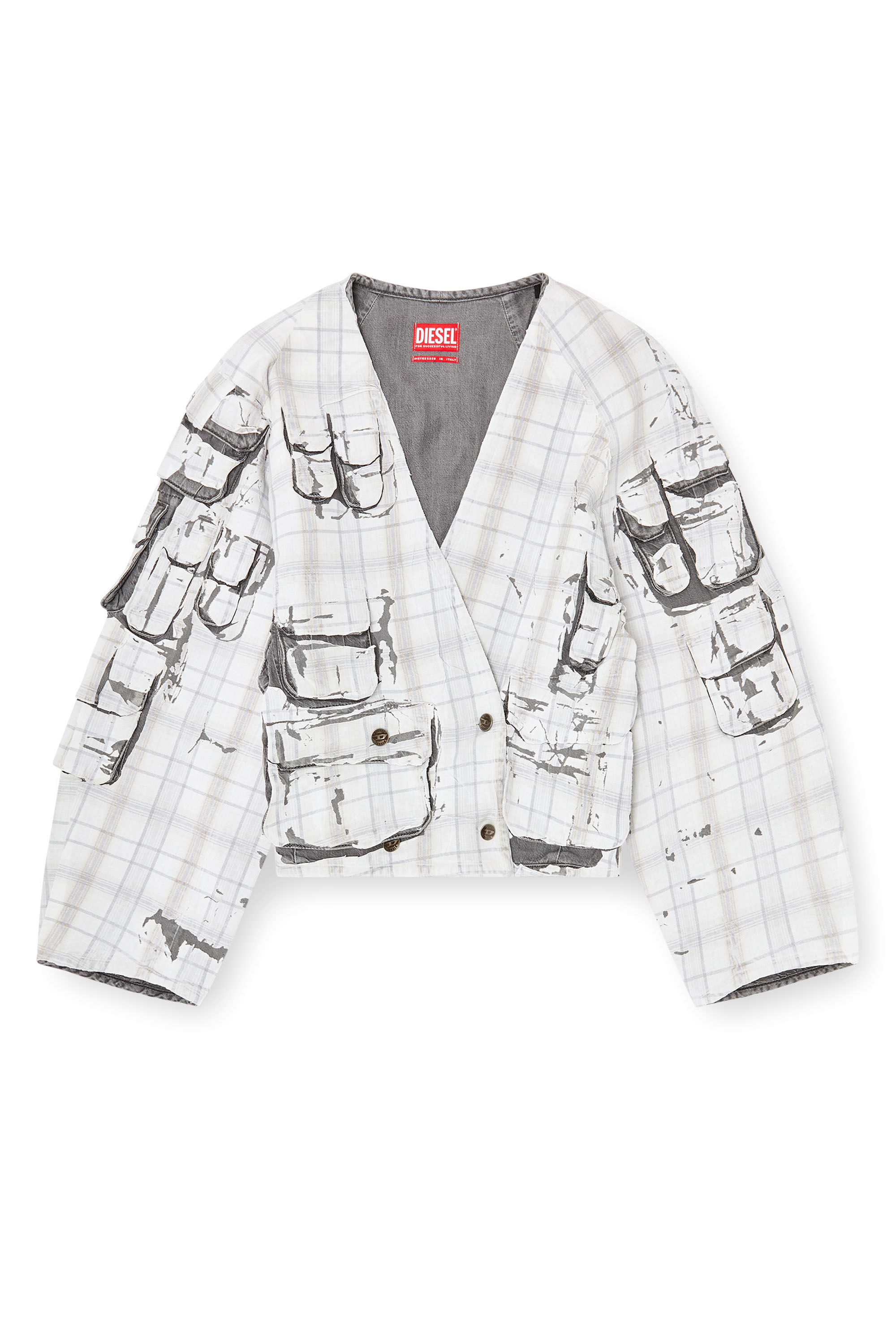 Diesel - DE-TALBAR-FSI, Veste en jean style cardigan avec effet pelable Femme in ToBeDefined - 2