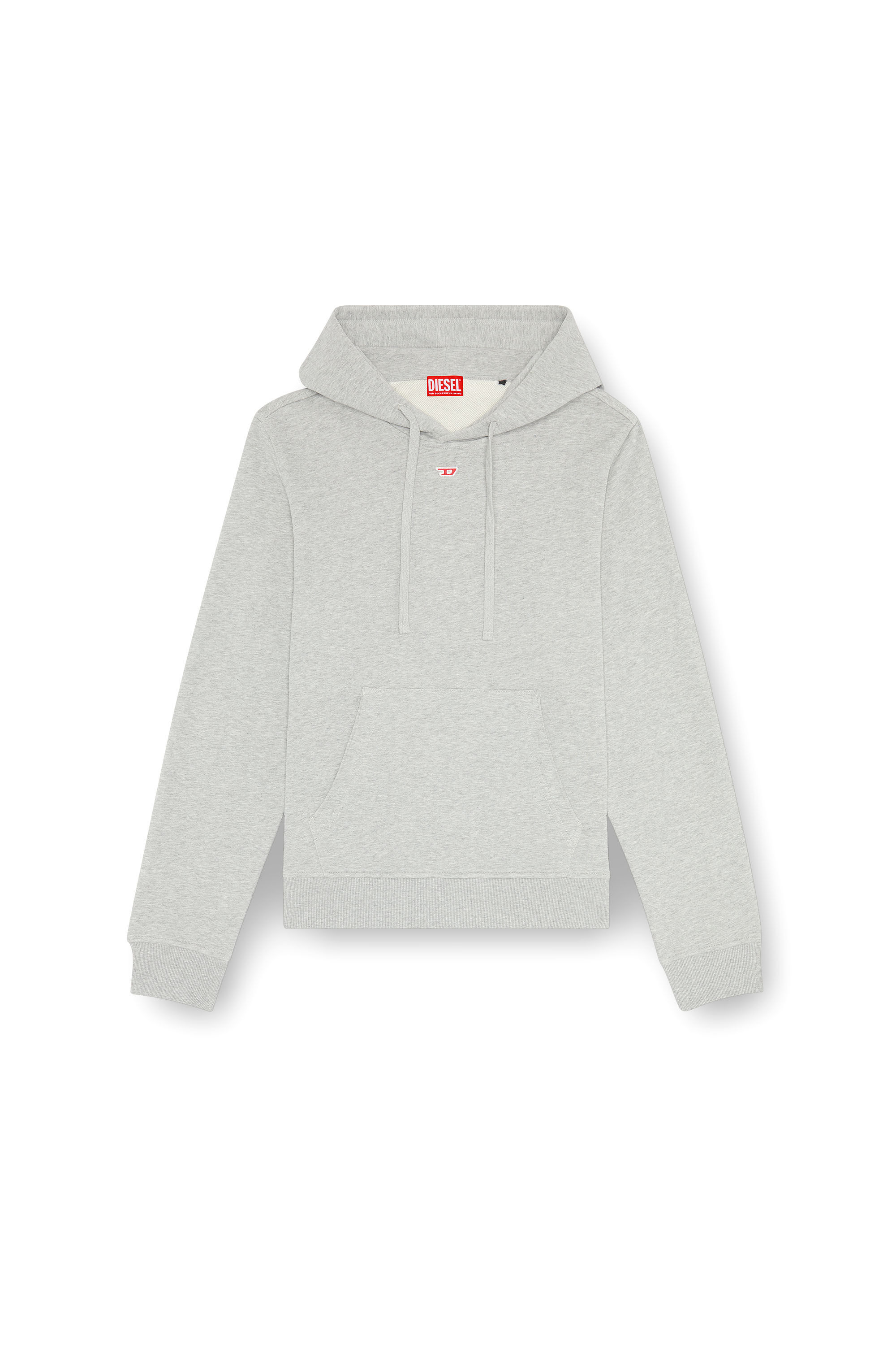Diesel - S-GINN-HOOD-D, Man Cotton hoodie with mini D patch in Grey - Image 2