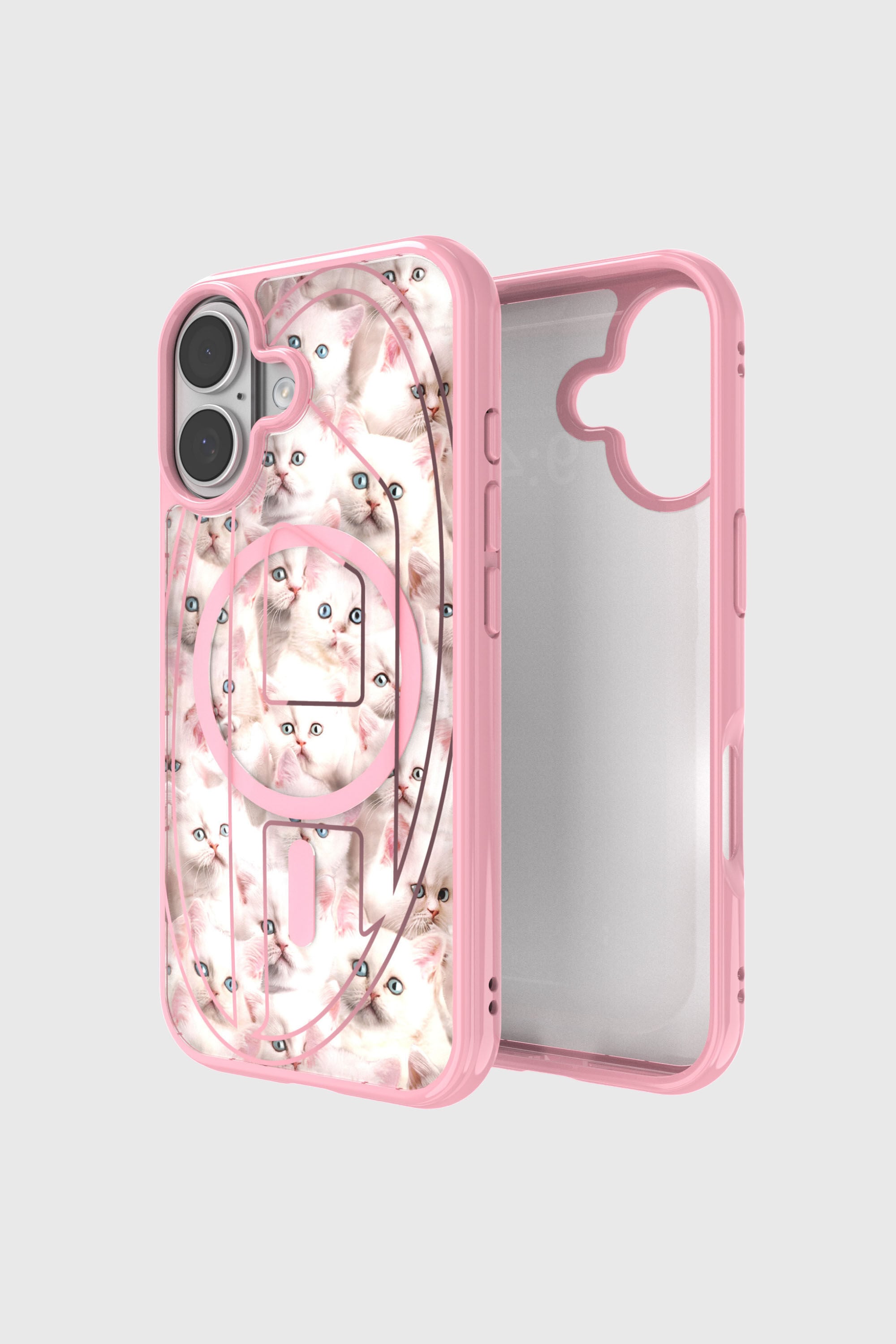 Diesel - 60423 AOP CASE, &Eacute;tui Oval D Cats avec Magsafe pour iPhone 17 Mixte in Rose - 1