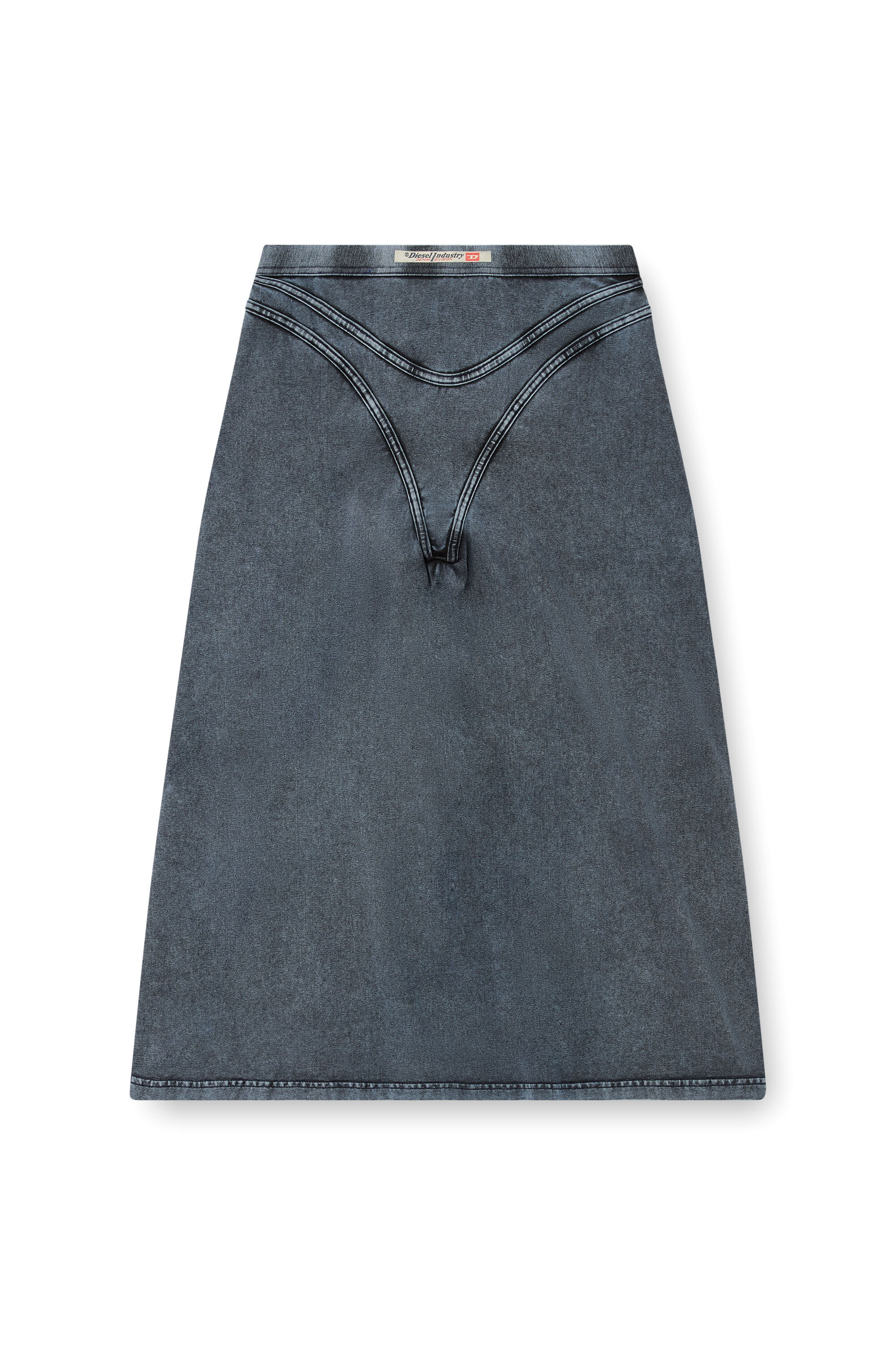 Diesel - O-ALLINE, Gonna midi in jersey effetto denim Donna in Blu - 2