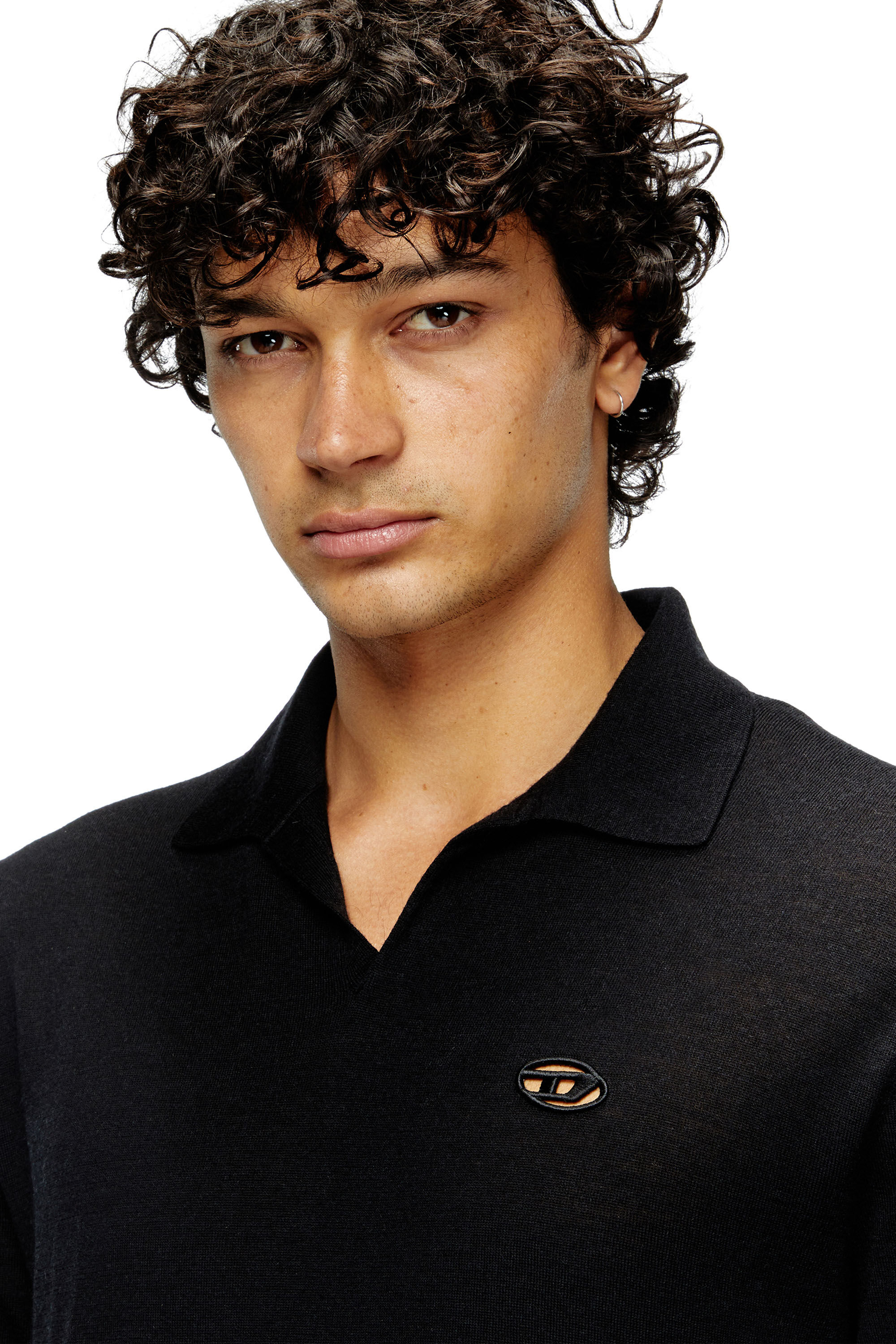 Diesel - K-GLARE, Maglia in lana con colletto polo Uomo in Nero - 5