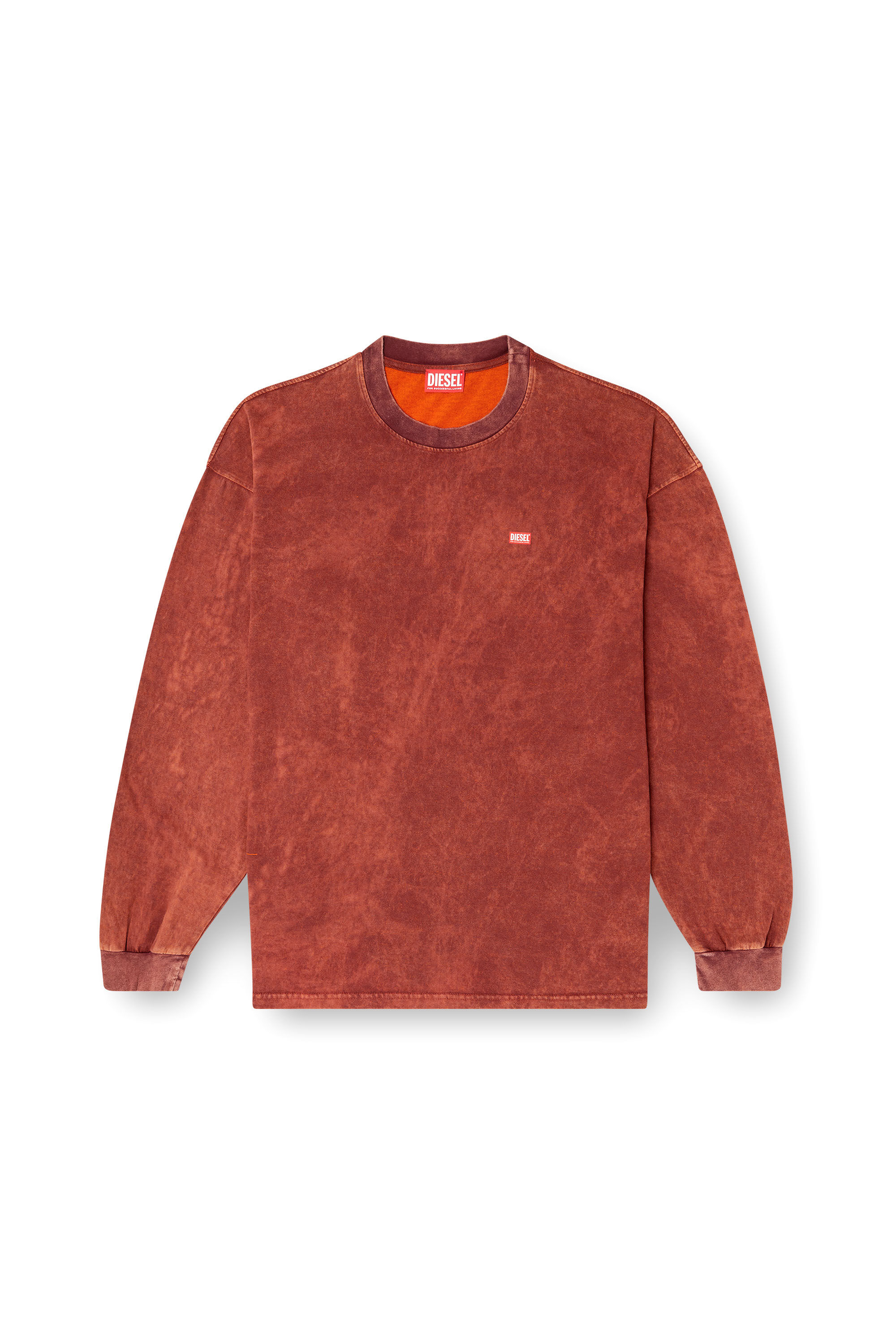 Diesel - T-BOXT-LS-T3, T-shirt en coton à manches longues Homme in Marron - 2