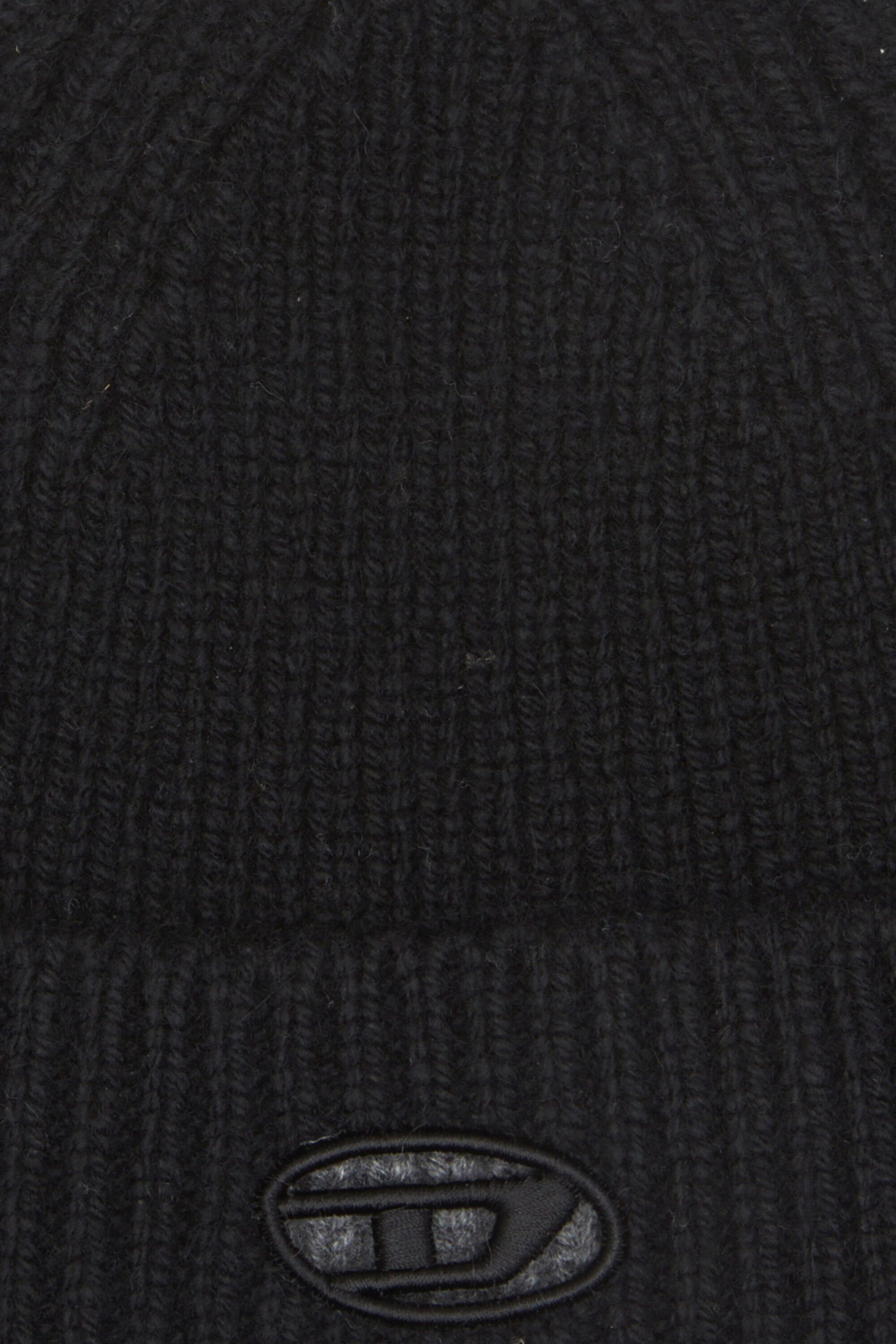 Diesel - K-ARAC, Beanie a coste con Oval D cut-out Unisex in Nero - 3