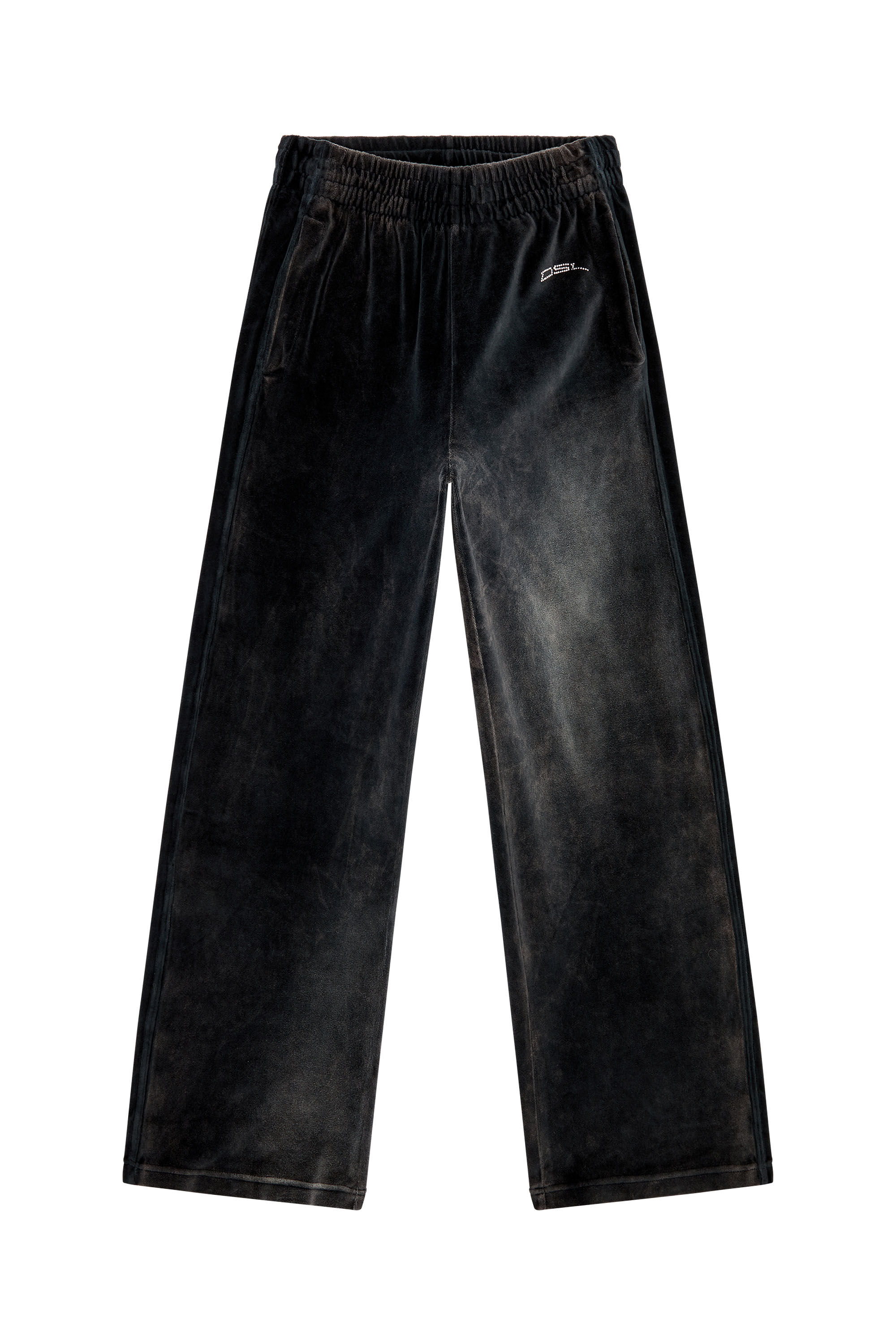 Diesel - P-MARTYN, Femme Pantalon de survêtement ample en chenille délavé à l'acide in Noir - Image 2