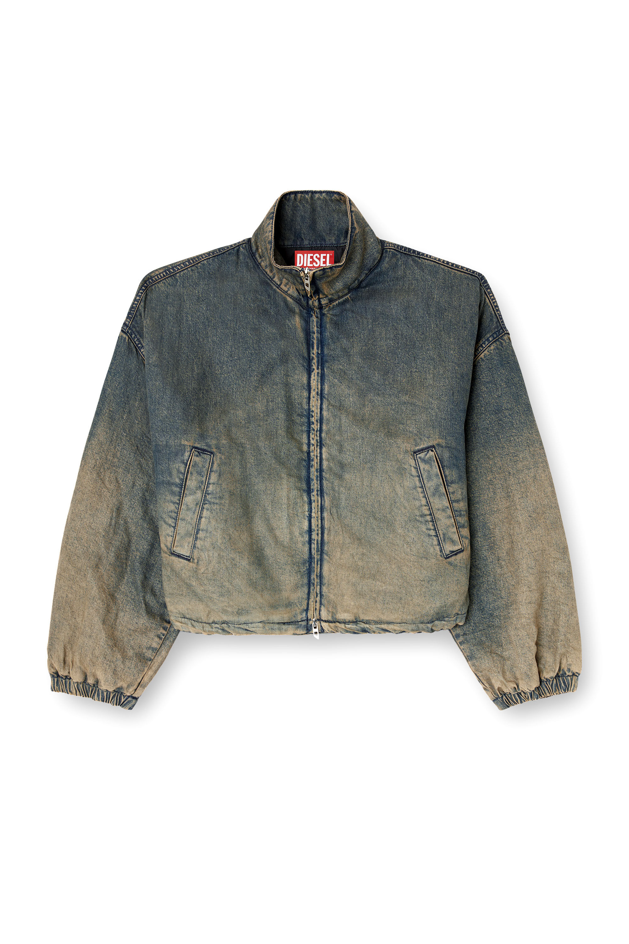 Diesel - DE-FLOWER-S, Damen Jacke mit Reißverschluss aus nuanciert fließendem Denim in Mittelblau - 2