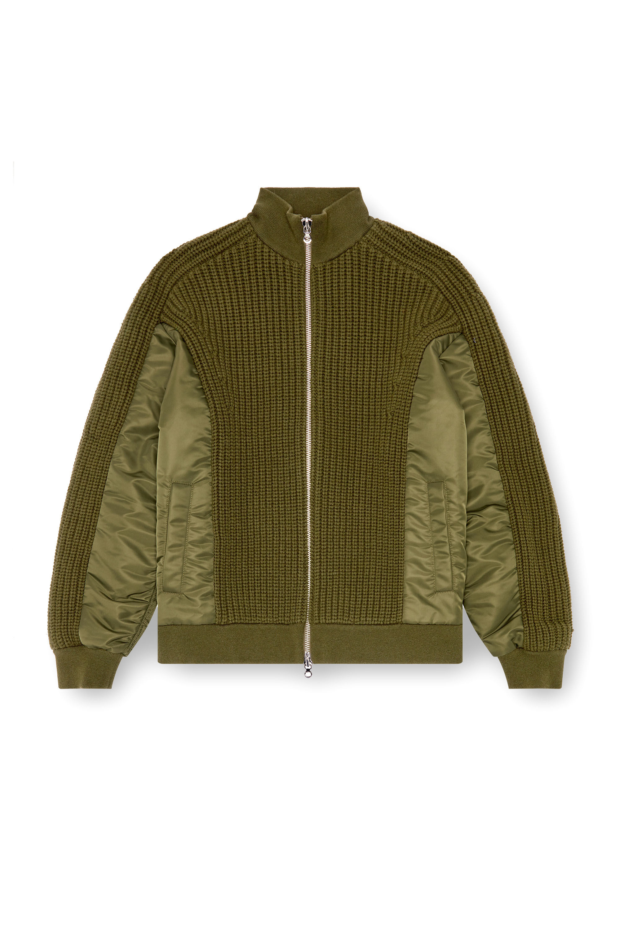 Diesel - K-ARRE, Uomo Cardigan con zip in lana e nylon in Verde - Image 2