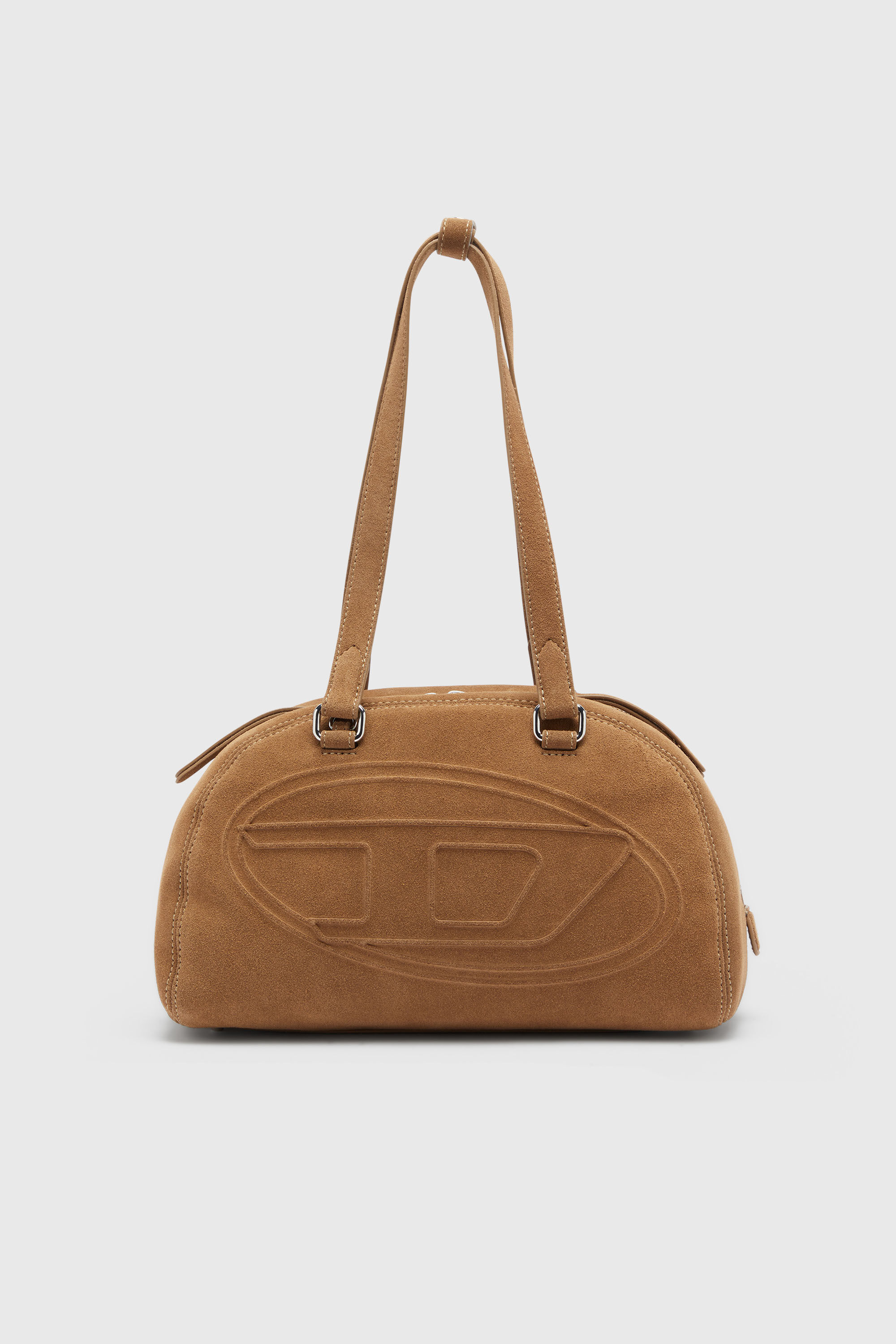 Diesel - 1DR DOME SHOULDER, Unisex 1DR Dome-Suede Schultertasche mit Oval D Logo in Beige - 2