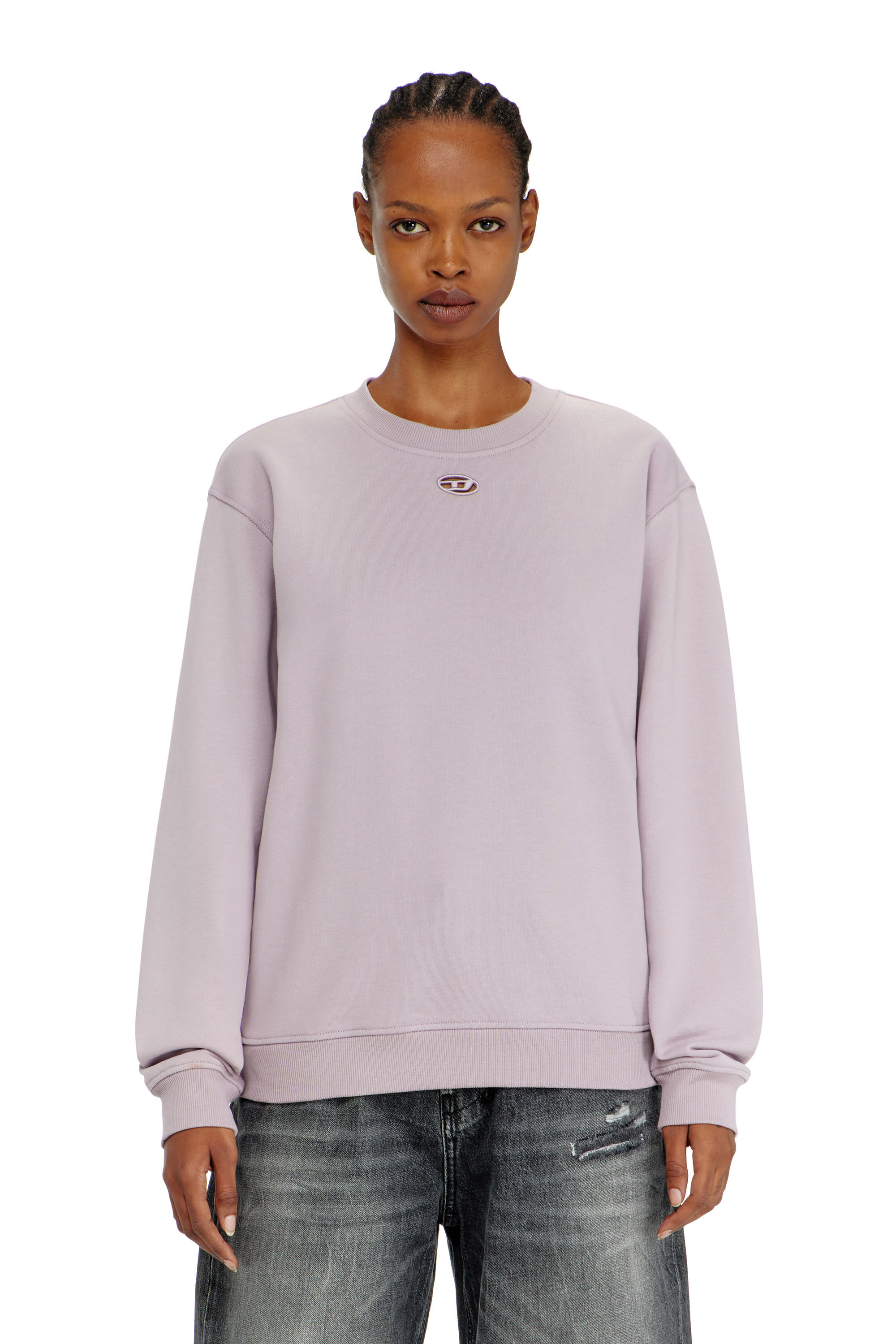 Diesel - F-NORMY-OD, Felpa in cotone con ricamo Oval D Donna in Viola - 3