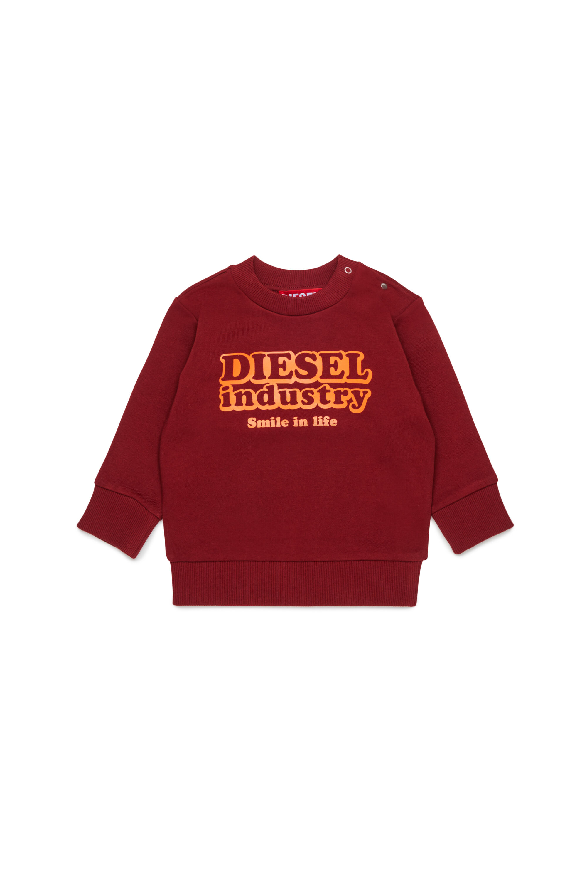 Diesel - SLODIMB, Sweatshirt en coton avec imprim&eacute; Diesel Industry Homme in Rouge - 1