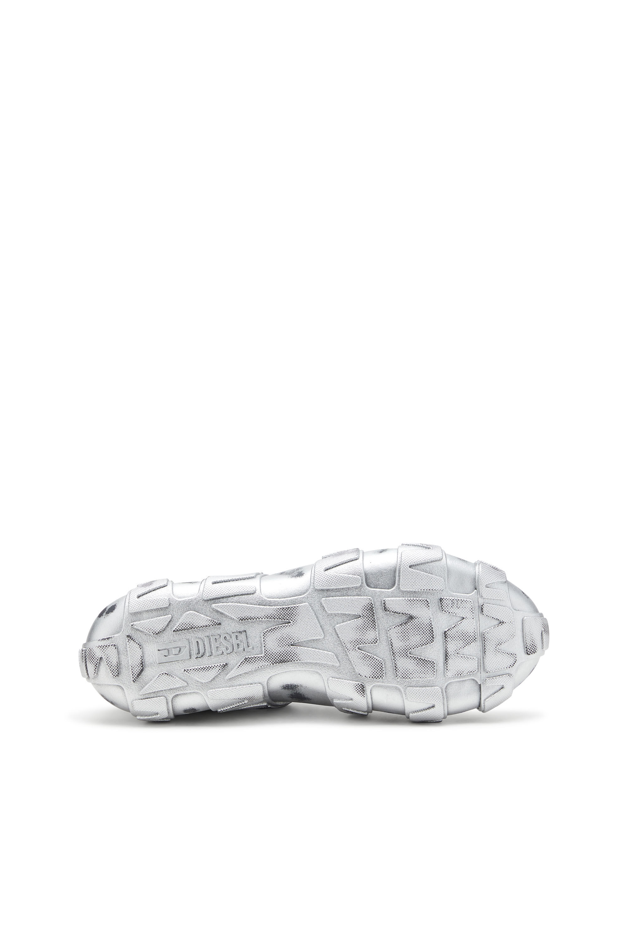 Diesel - S-D-GRIFFE LOW, Sneakers métalliques en mesh et PU Homme in Gris argenté - 5