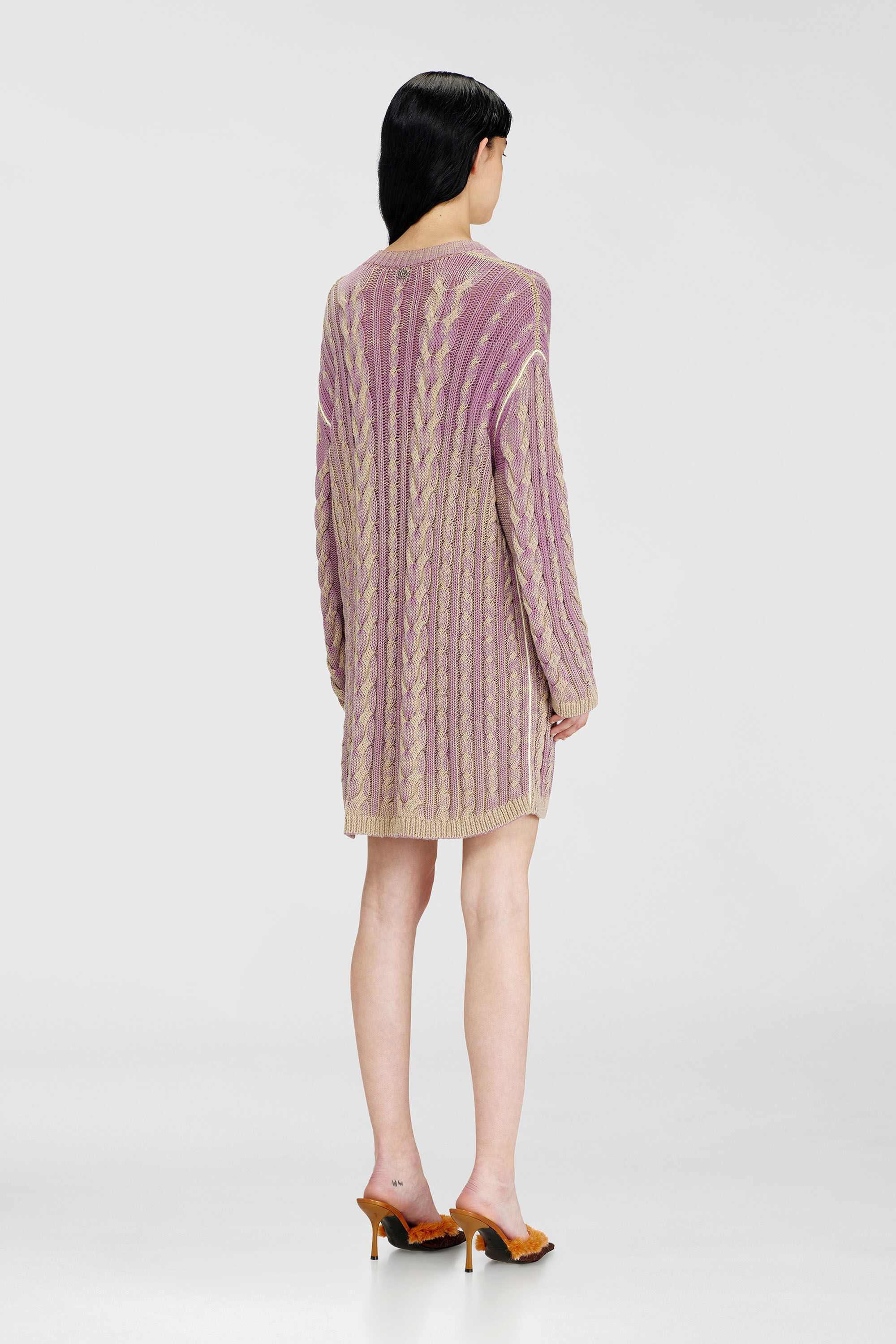 Diesel - M-ELGA, Abito corto in maglia a trecce Donna in Viola - 4