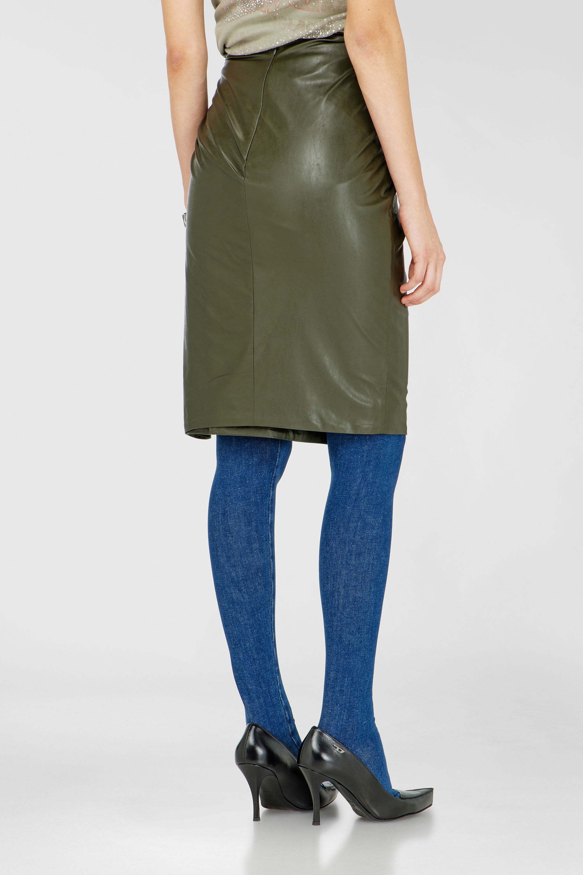 Diesel - O-DASLI, Jupe crayon drap&eacute;e avec fente Femme in Vert - 4