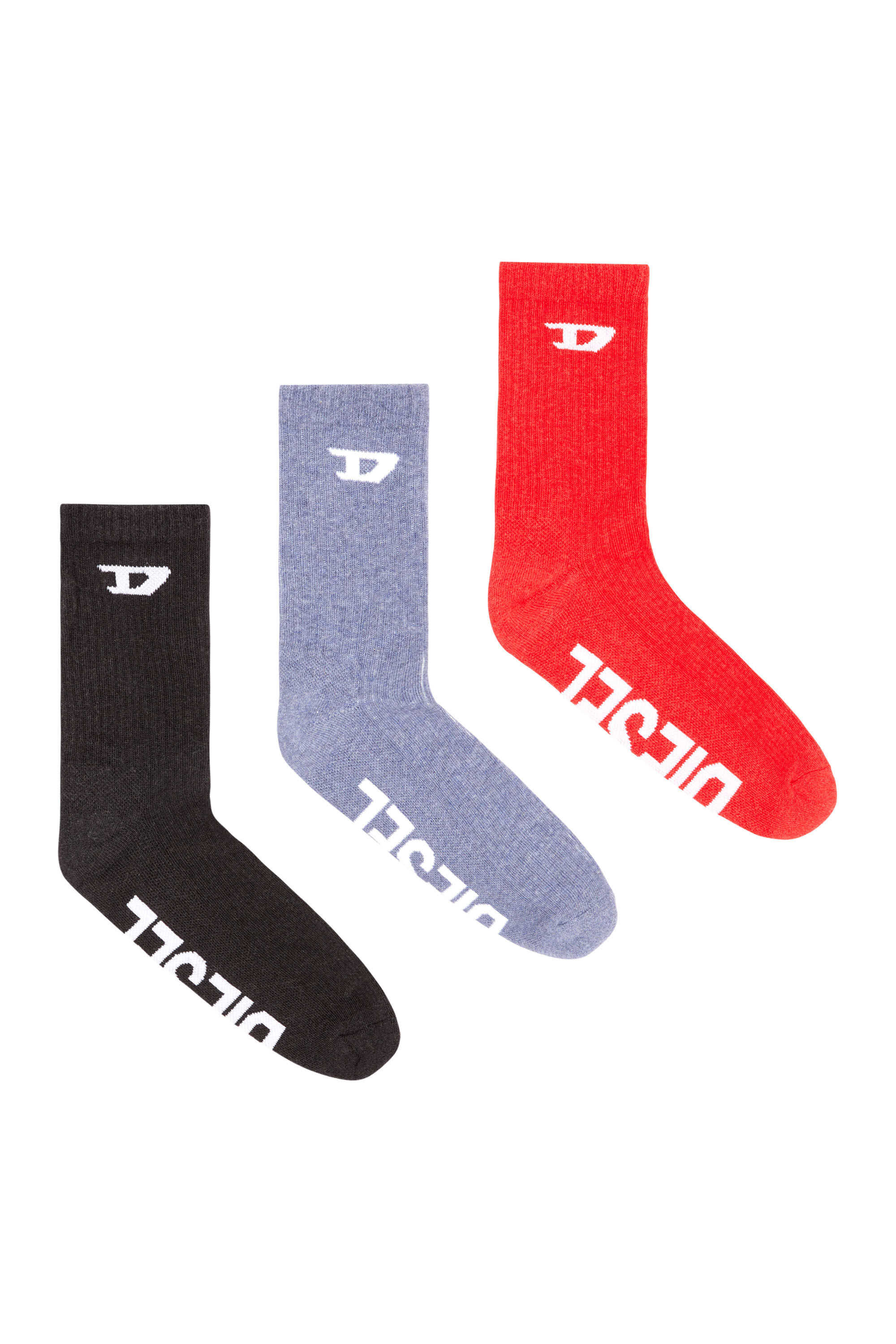 Diesel - SKM-D-CREW-SPORT-SOCKS, Arancione/Blu - Image 1